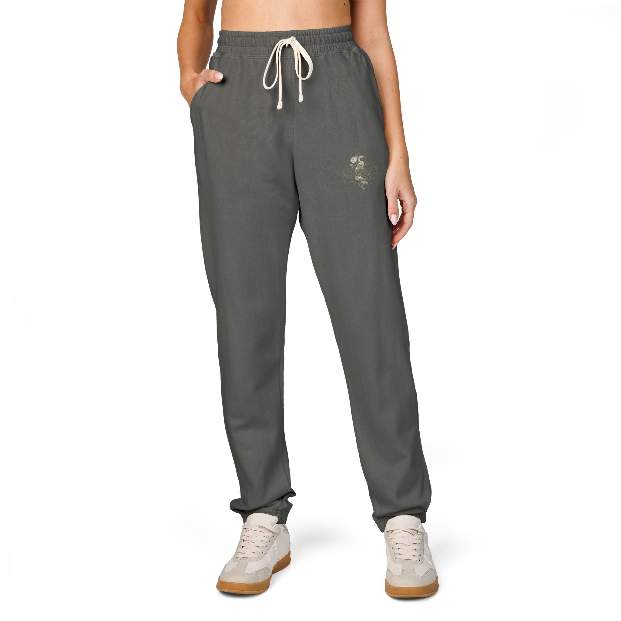 Vintage Botanical Skull sweatpants | small chest graphic, olive