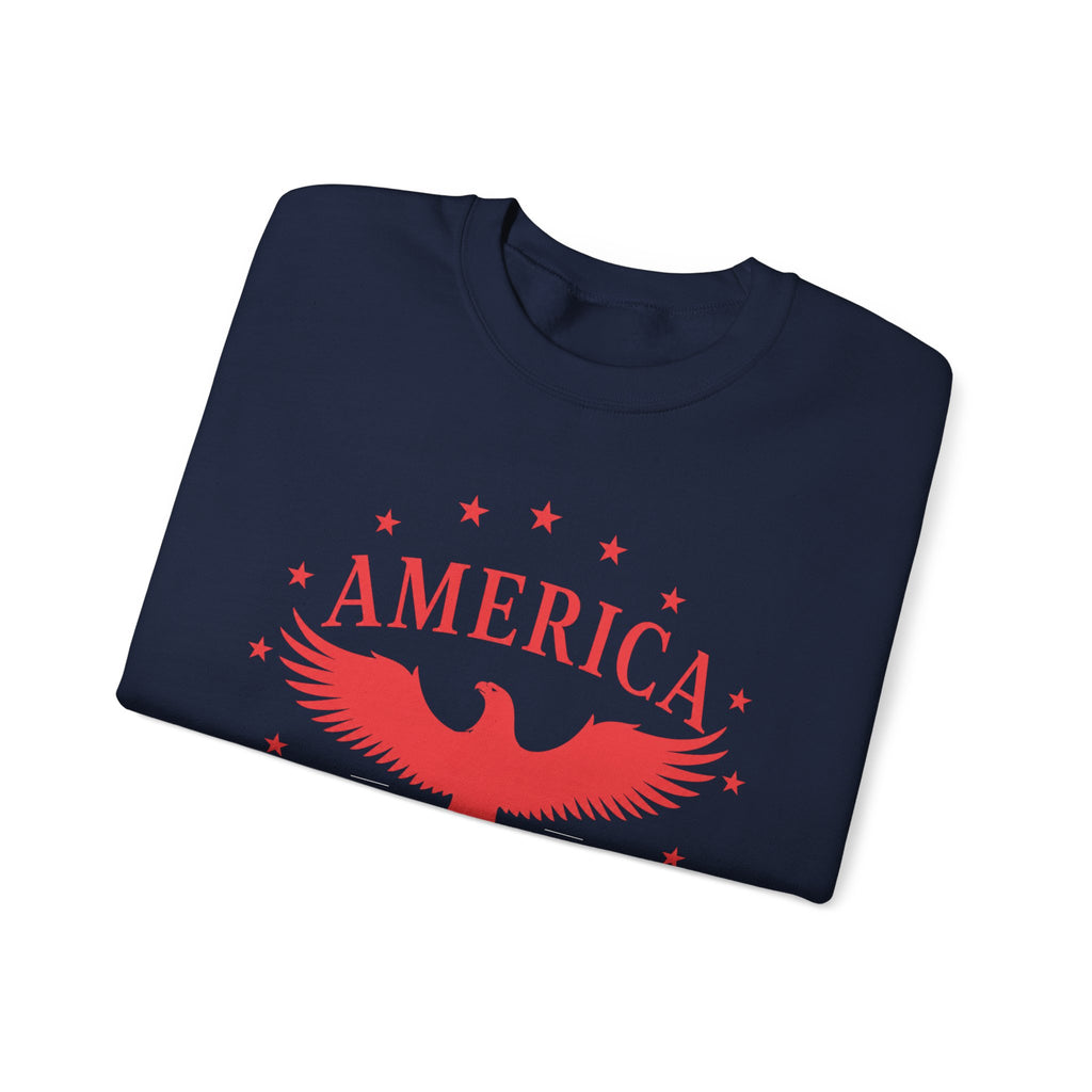America Eagle Crewneck Sweatshirt – Patriotic Red Graphic