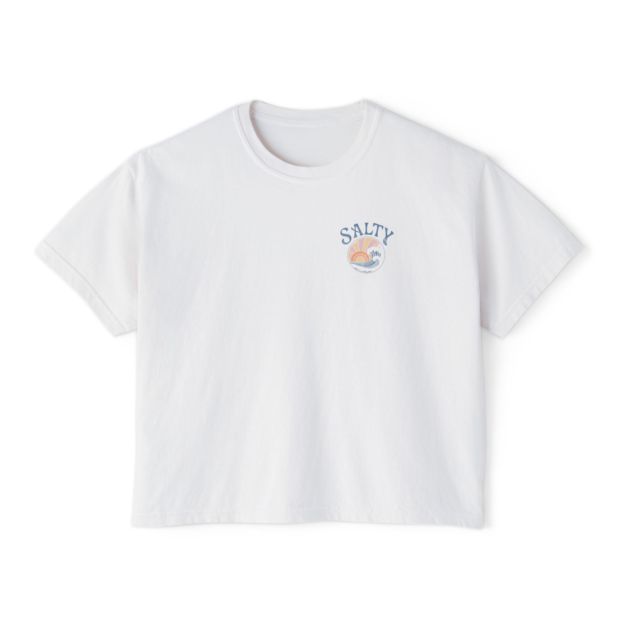 Salty Sunset Boxy Tee — Women's Beachy Graphic
