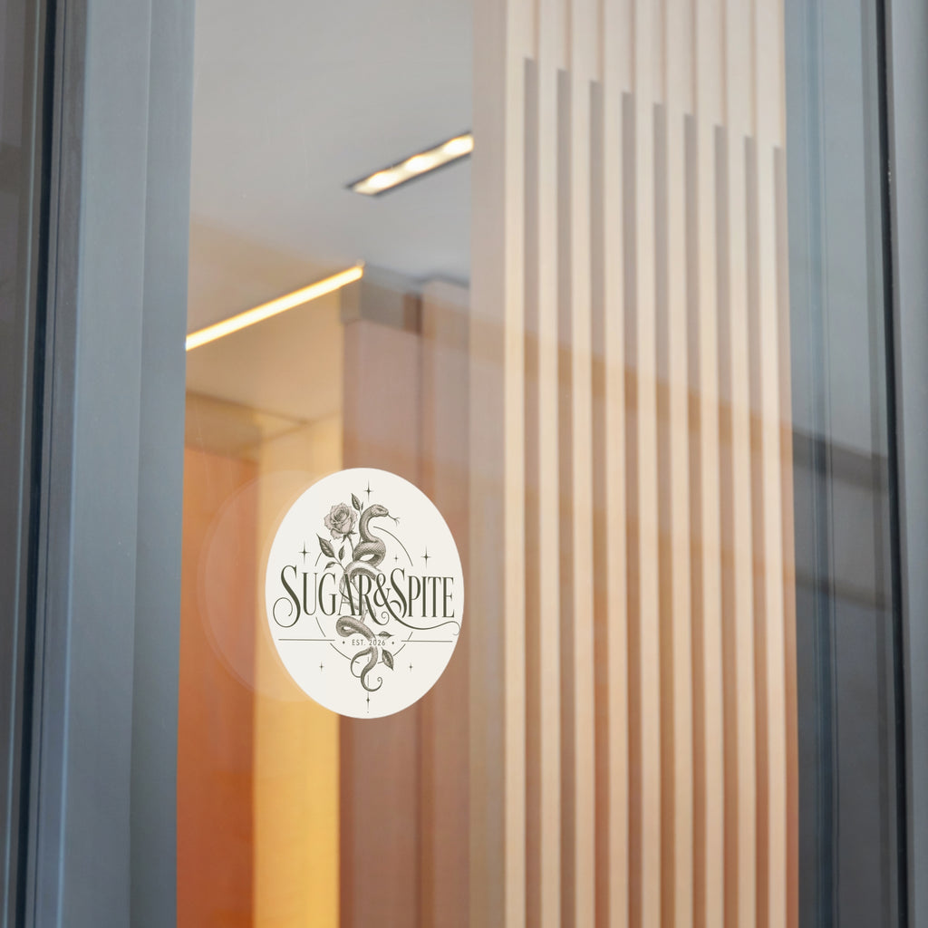 Round Vinyl Sticker — 'Sugar & Spite' Vintage Snake & Rose Design