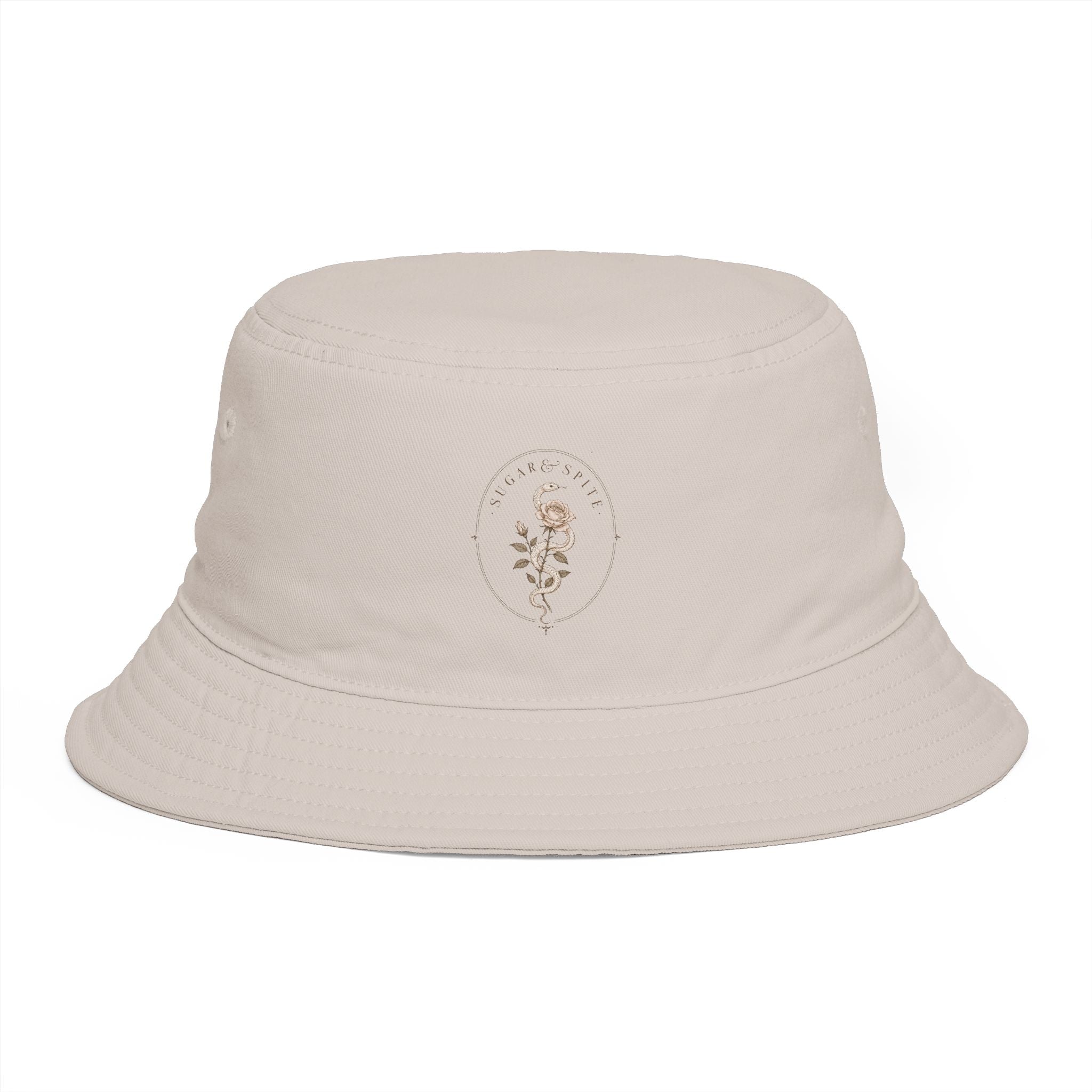 Snake Crest Bucket Hat — Vintage Snake Emblem Embroidered Bucket Hat