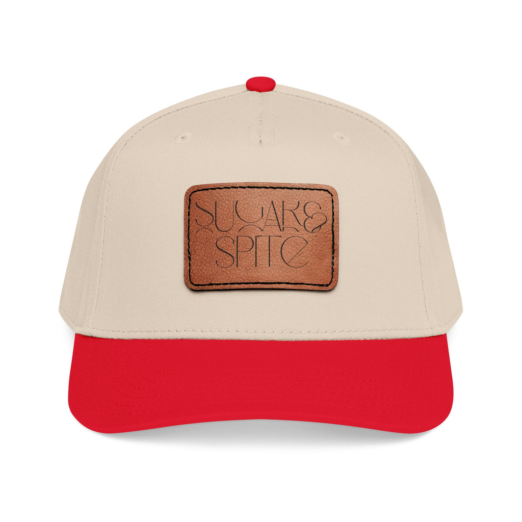 Leather Patch Baseball Cap — 'SUGAR & SPICE' Mid-Profile Hat