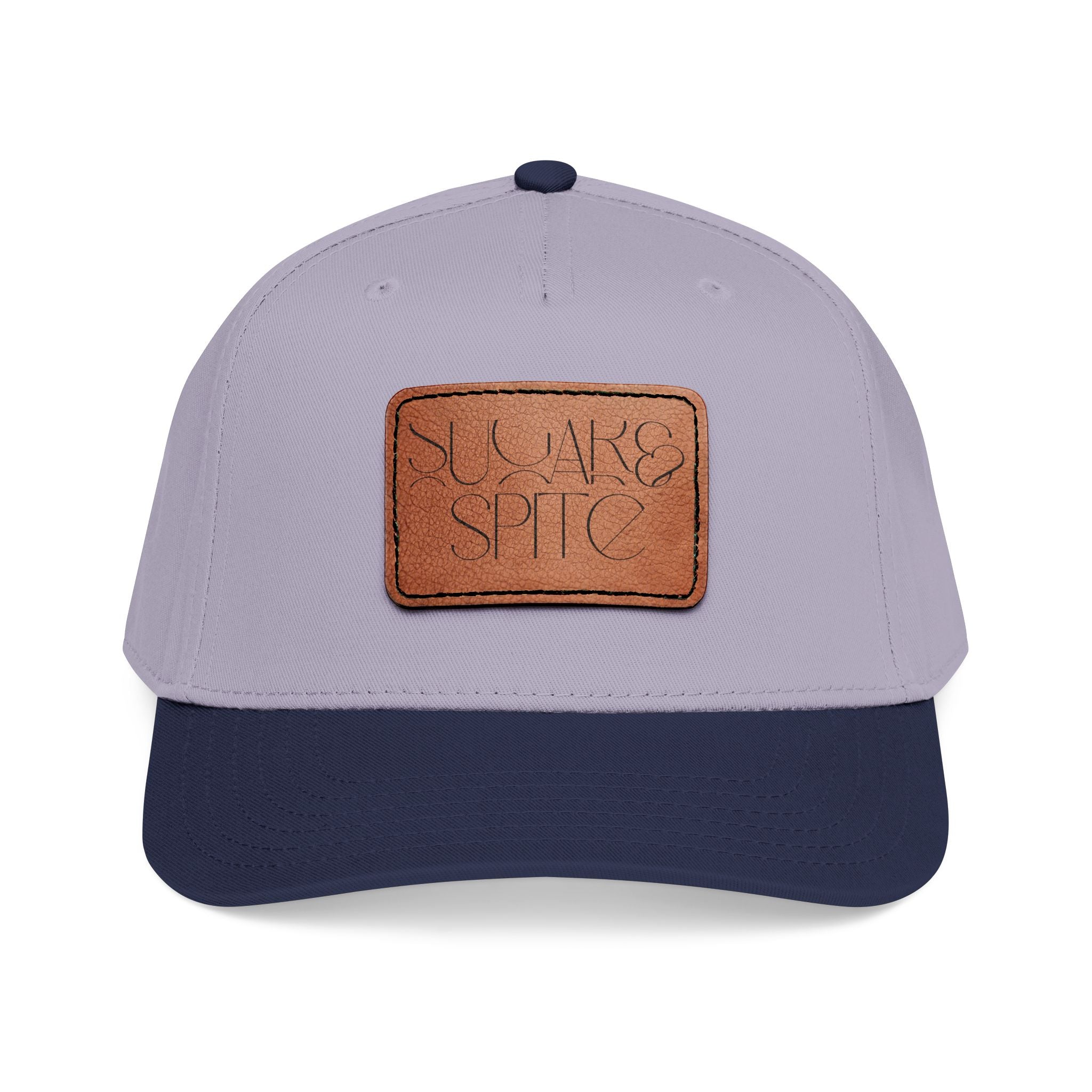 Leather Patch Baseball Cap — 'SUGAR & SPICE' Mid-Profile Hat