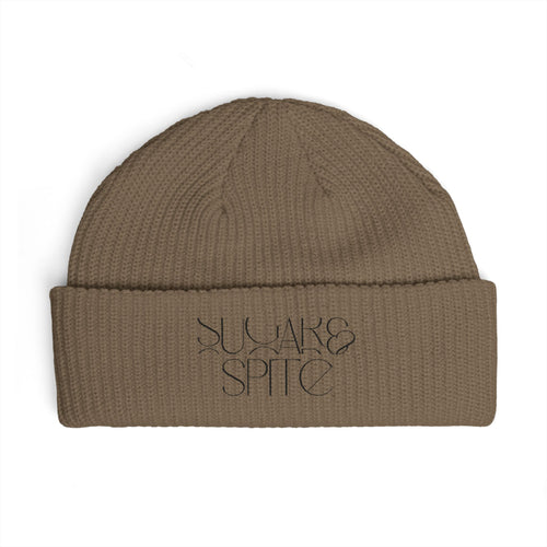Cuff Beanie — Curved Script Logo Knit Cap