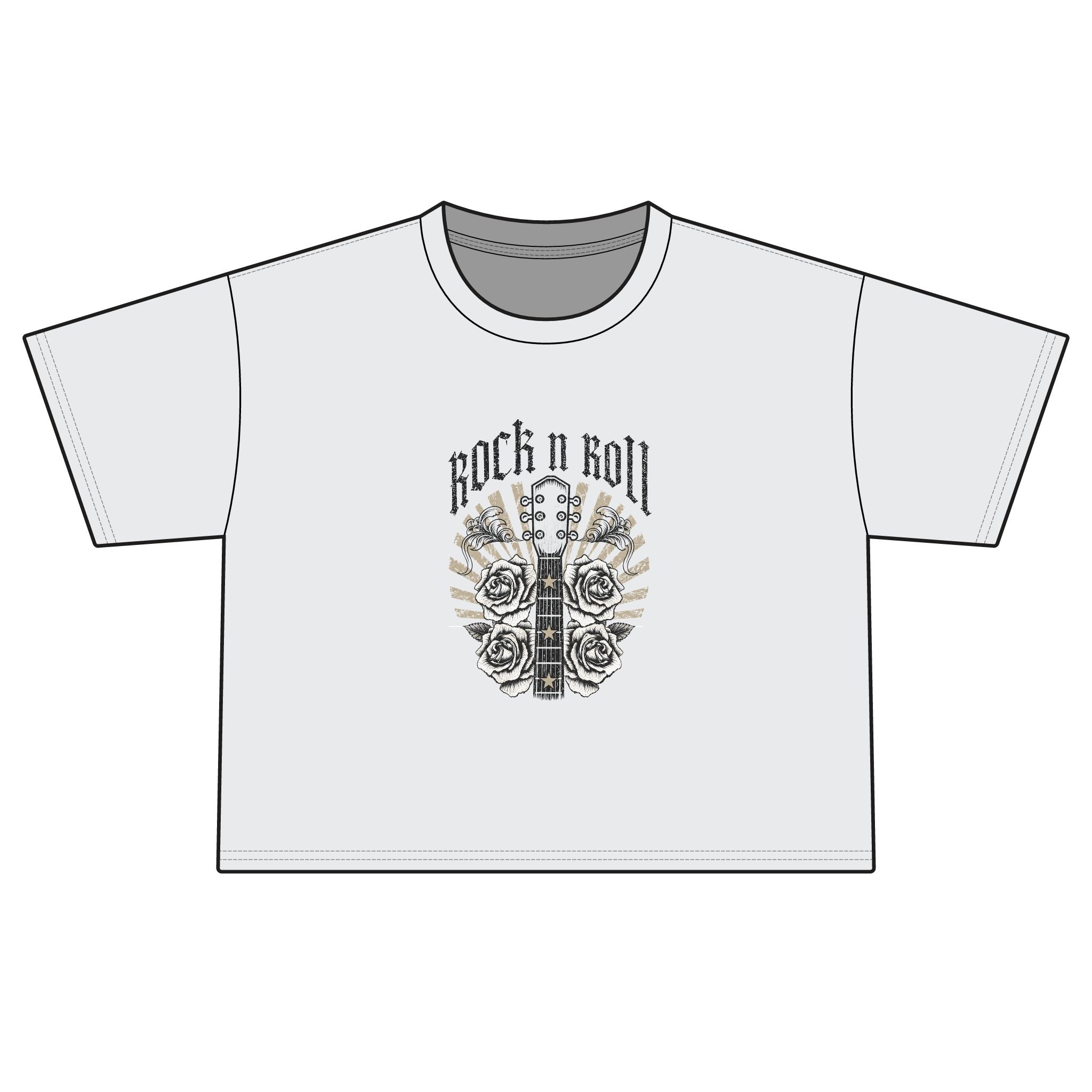 Rock N Roll Guitar & Roses Women's Boxy Tee