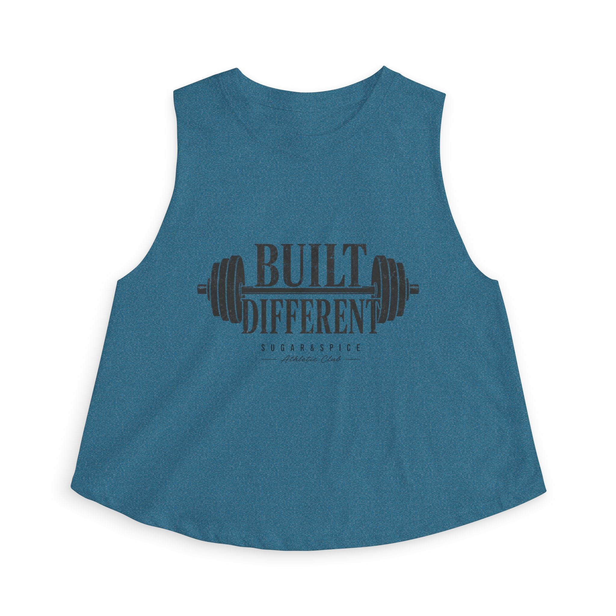 Built Different Crop Top — Women’s Fitness Tank with Barbell Graphic