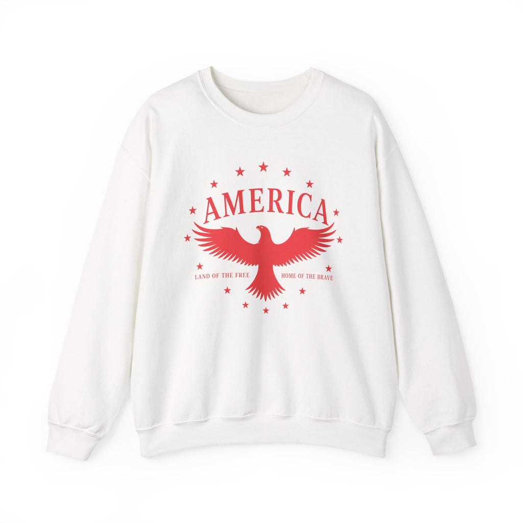 America Eagle Crewneck Sweatshirt – Patriotic Red Graphic