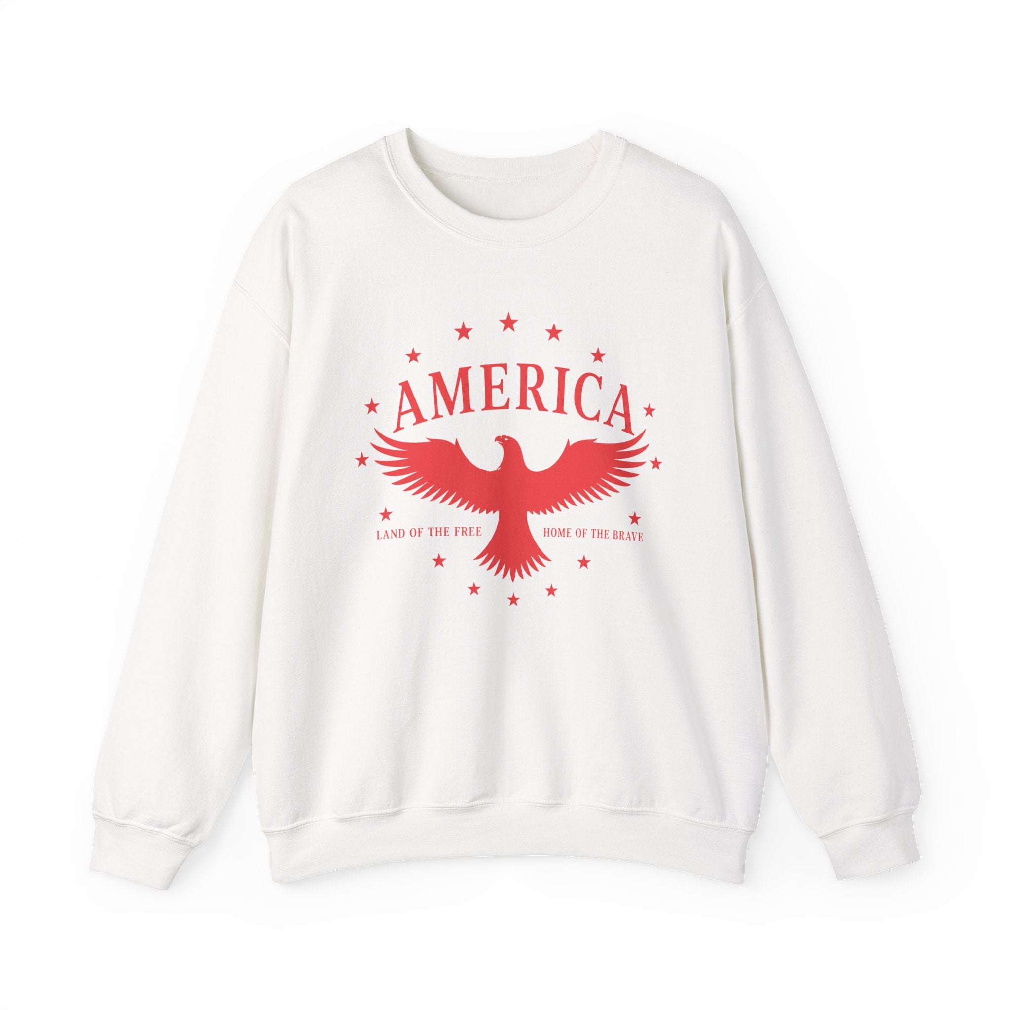 America Eagle Crewneck Sweatshirt – Patriotic Red Graphic