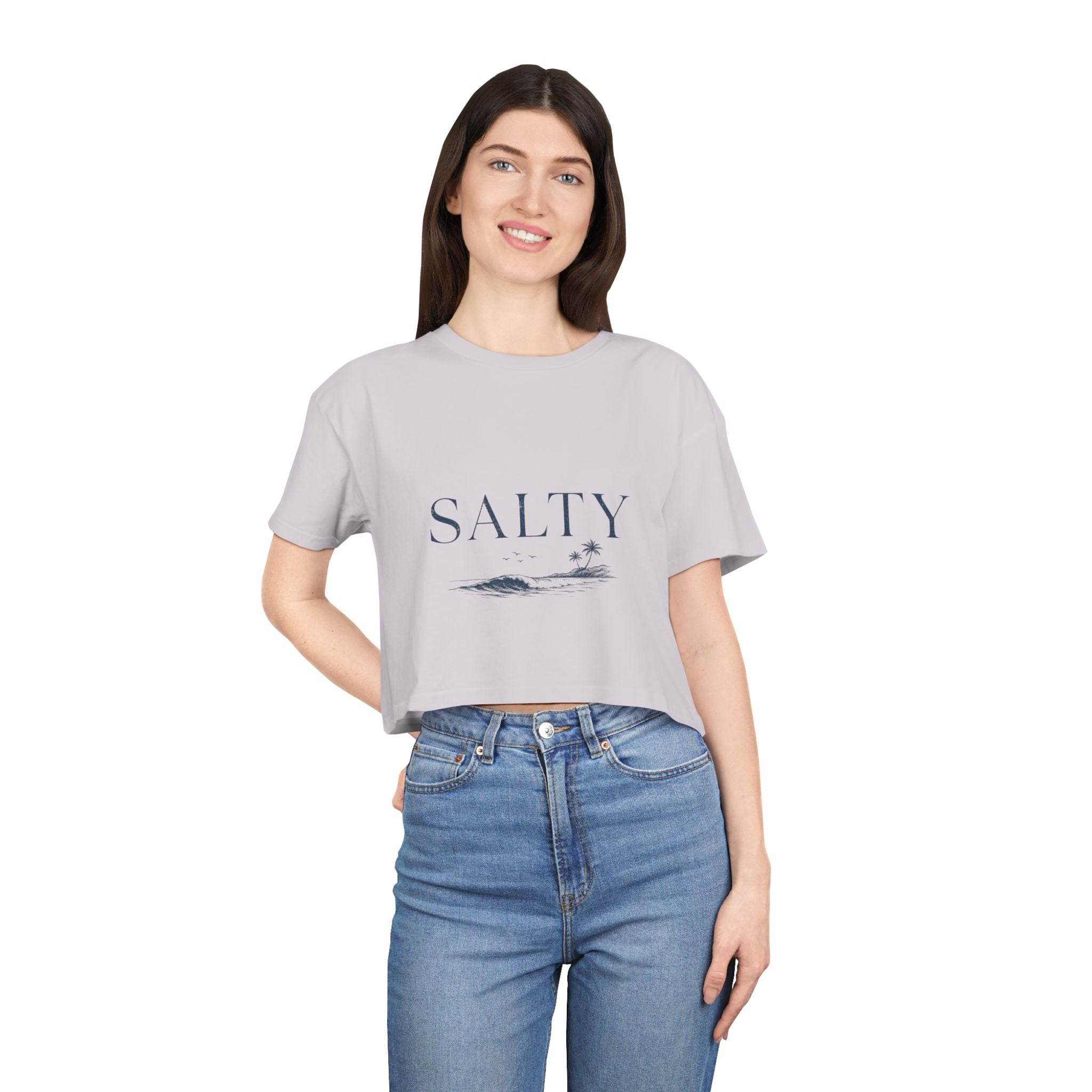 Salty Ocean Waves Crop Tee | Beach Minimalist Coastal Shirt