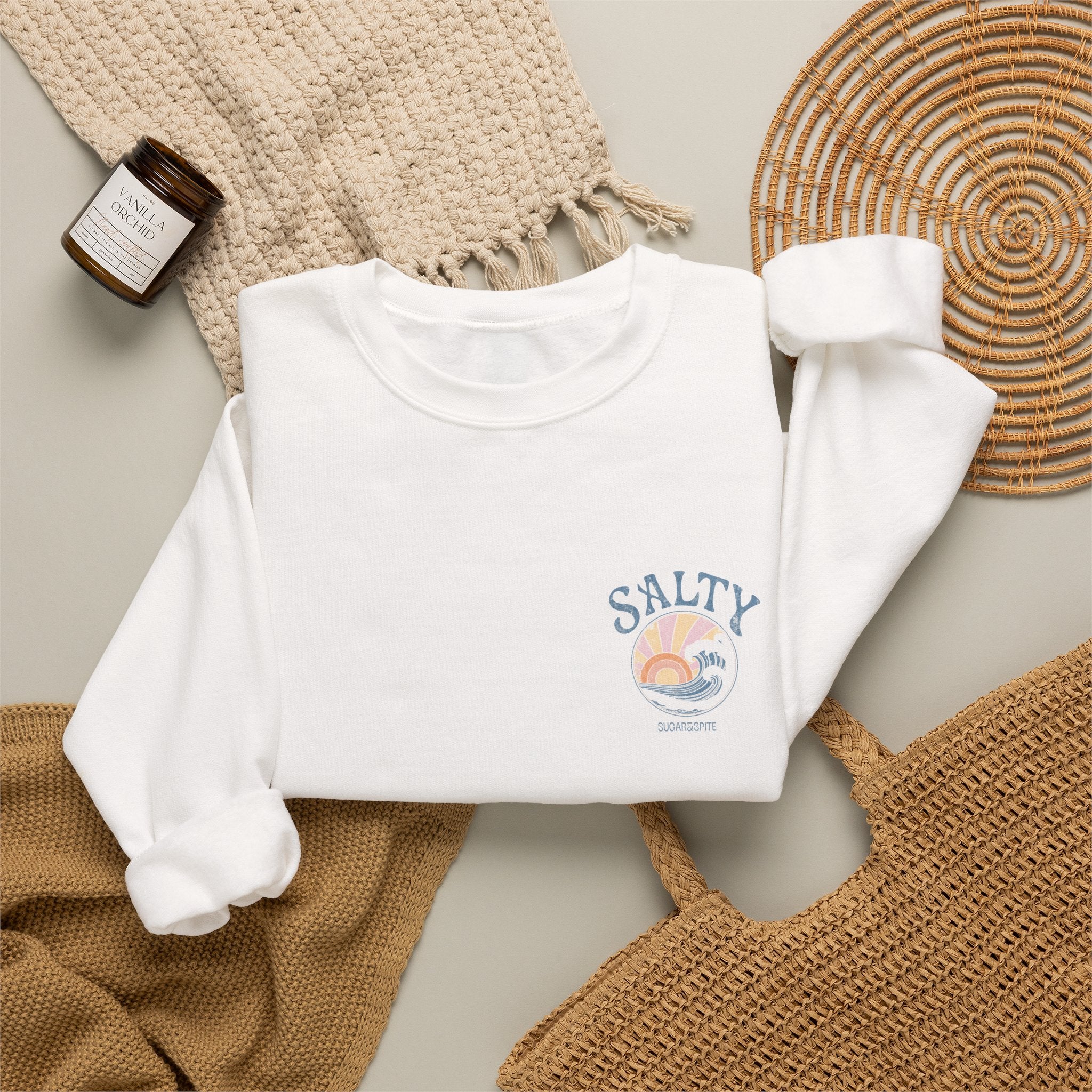 Salty Sunset Wave Crewneck Sweatshirt