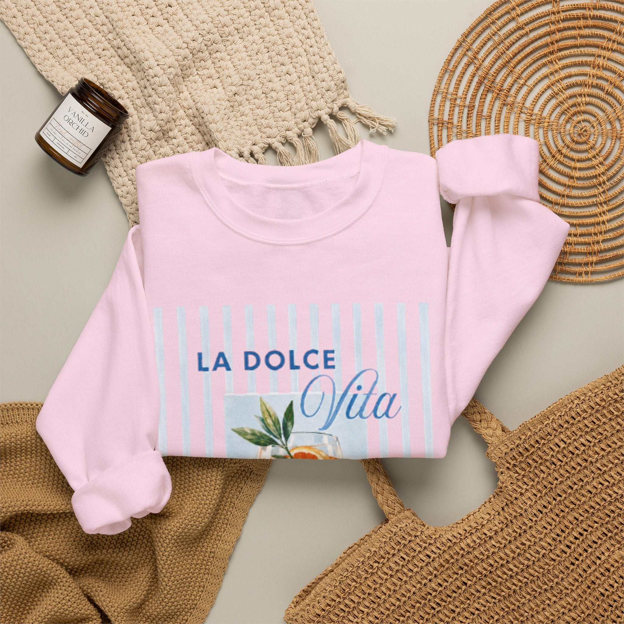 La Dolce Vita Sweatshirt — Orange Cocktail Graphic Crewneck