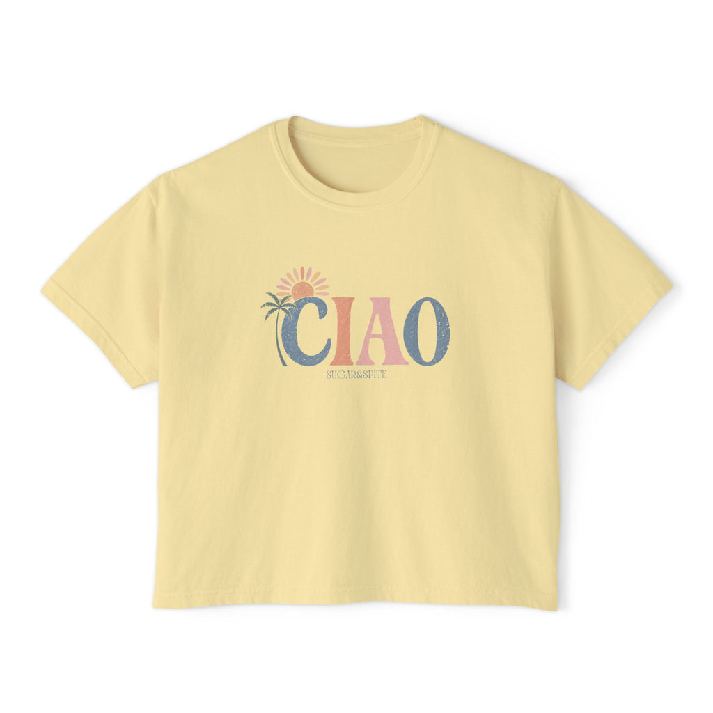 Ciao Boxy Tee — Vintage Palm Sun Women’s Boxy Tee