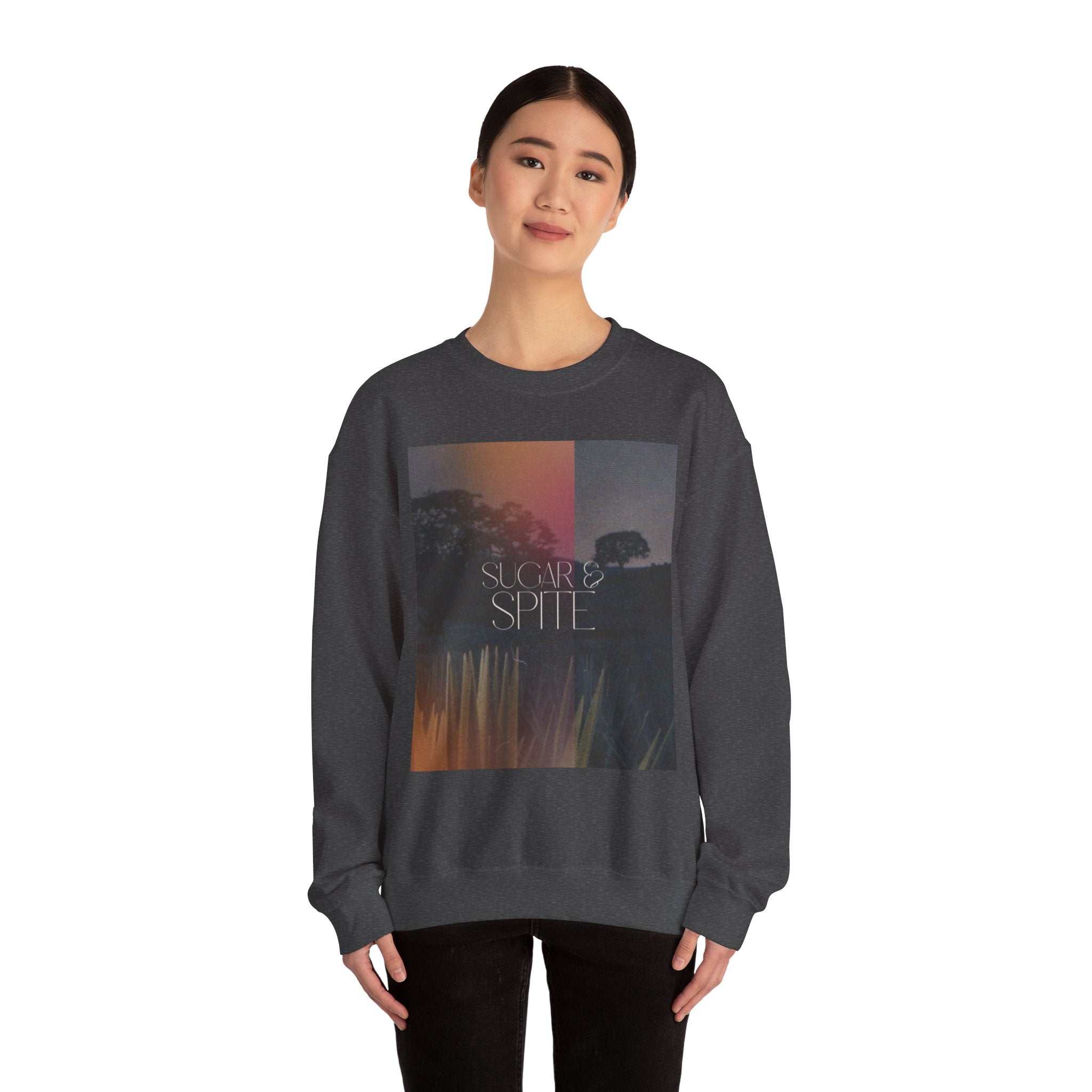 Sugar & Spite Graphic Sweatshirt — Moody Sunset Nature Crewneck