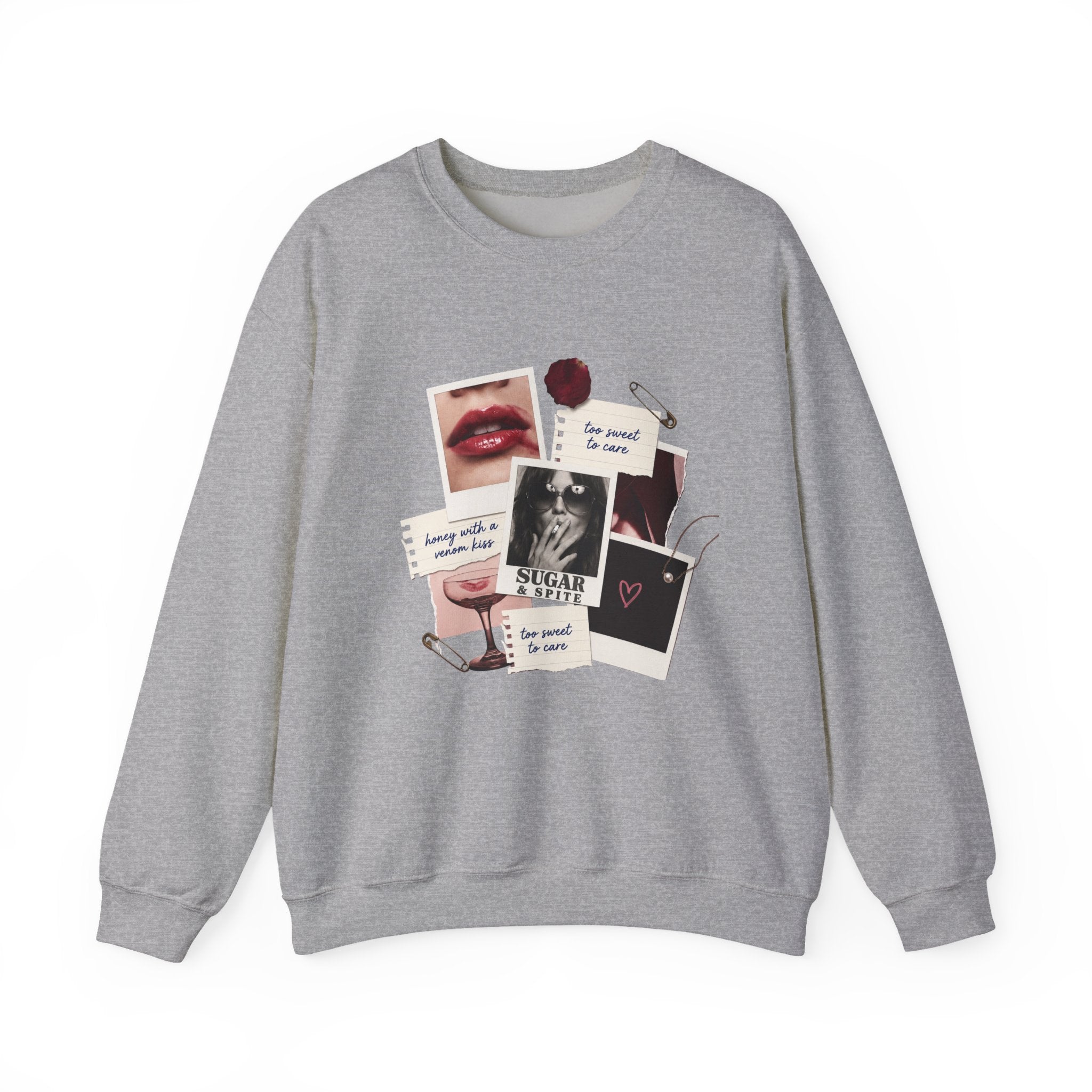 Collage Graphic Crewneck Sweatshirt — 'Sugar & Spice' Retro Photo Mood Crew