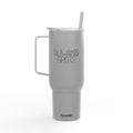 40oz Engraved Insulated Tumbler with Lid & Handle — Floral Snake Emblem