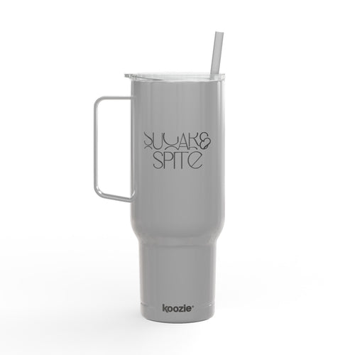 40oz Engraved Insulated Tumbler with Lid & Handle — Floral Snake Emblem