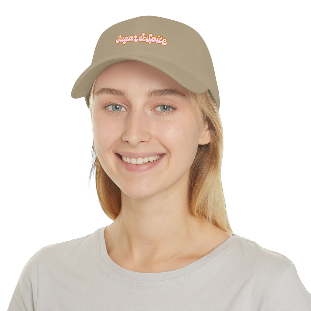 Sugar & Spice Low Profile Baseball Cap — Retro Script Hat for Women, Cute Casual Accessory