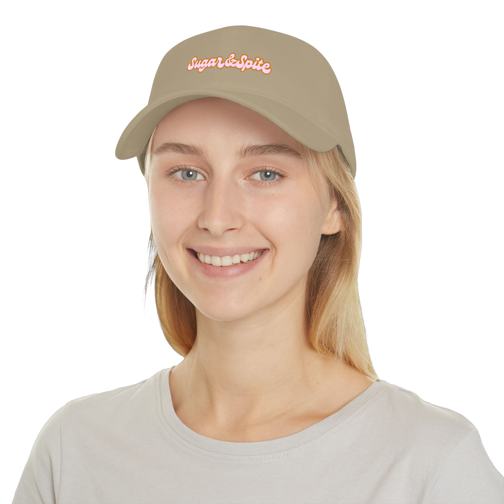 Sugar & Spice Low Profile Baseball Cap — Retro Script Hat for Women, Cute Casual Accessory