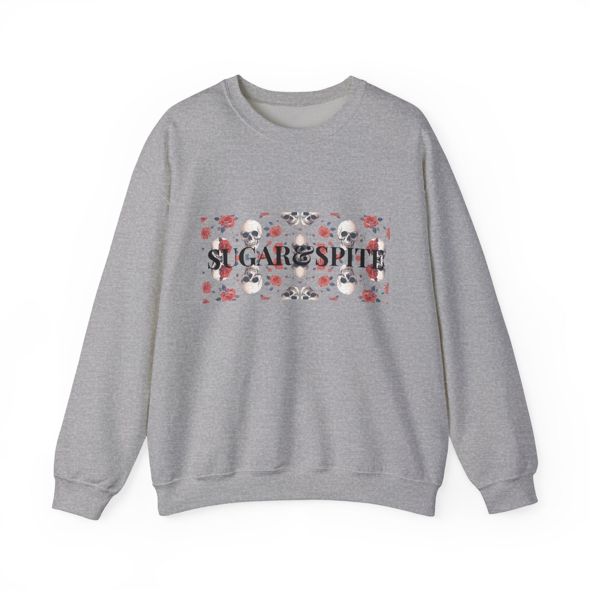 SkareSpirit Crewneck Sweatshirt — Floral Skull Gothic Graphic Sweatshirt