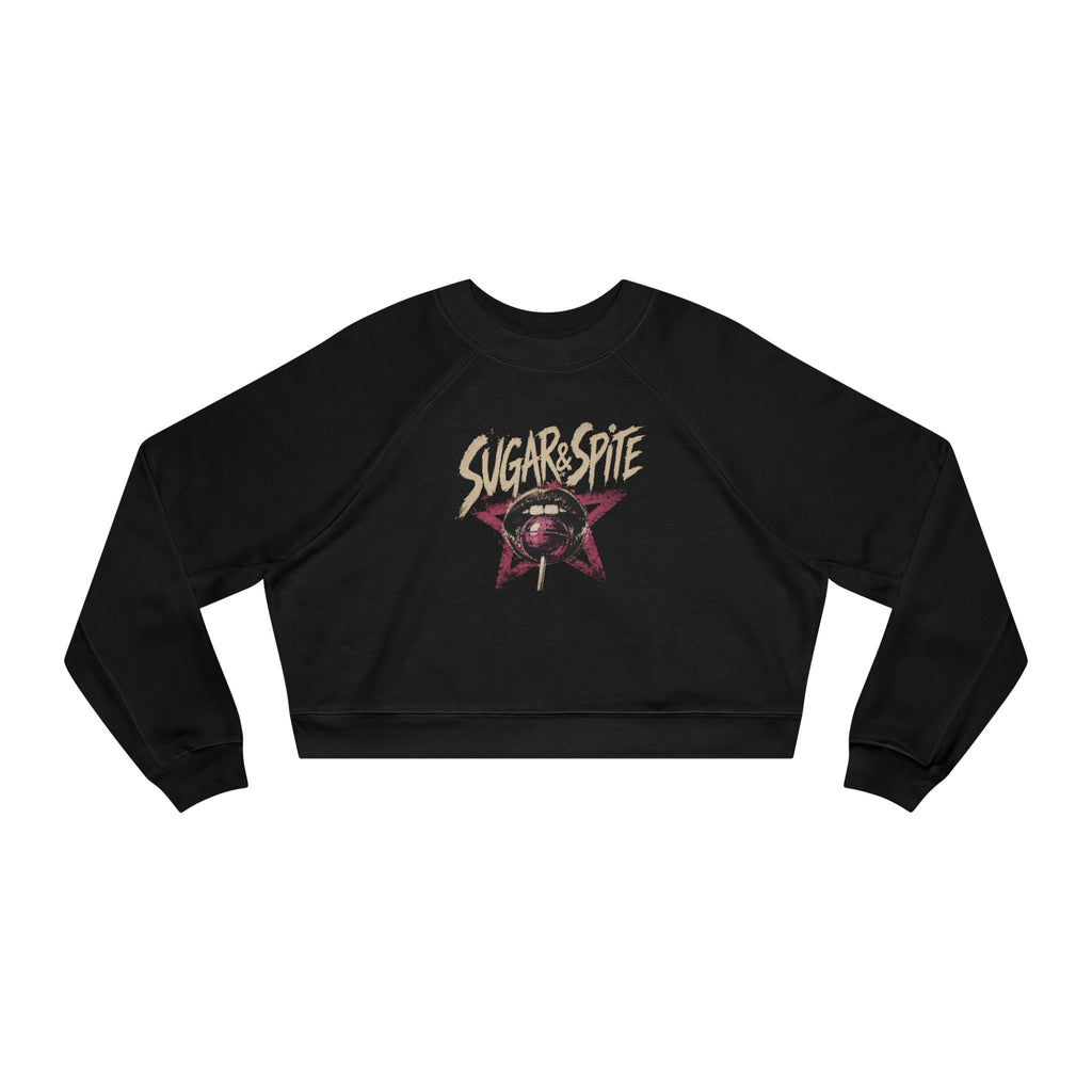 Women's Cropped Sugar&Spite Lips and Star Fleece Pullover