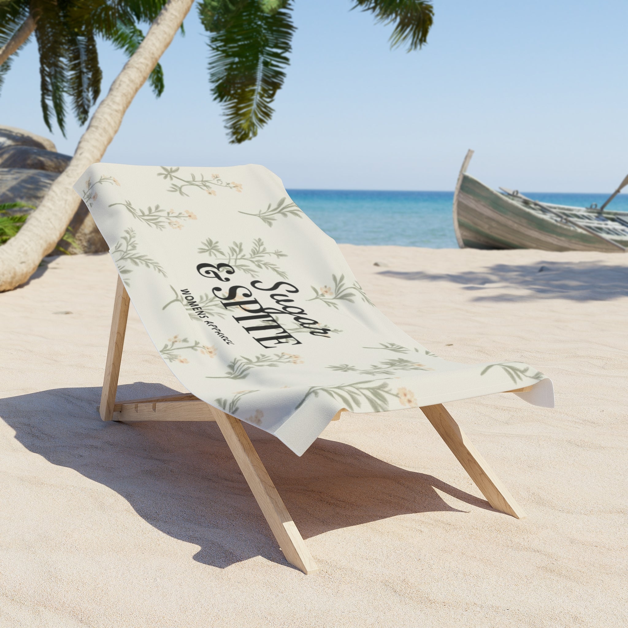 Beach Towel — Floral "Sugar & Spite" Resort Towel (Women's Apparel)