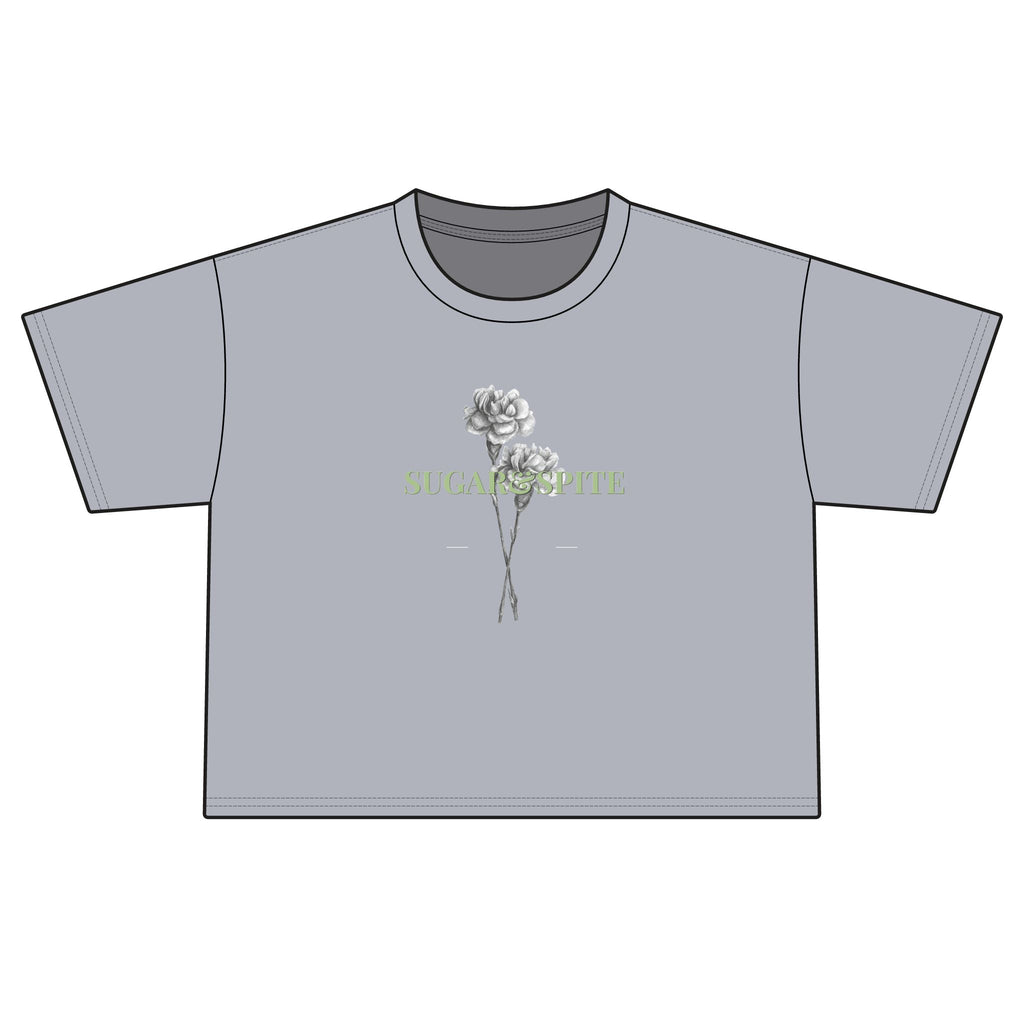 Sugar & Bite Floral Boxy Tee — Women's Cropped Heavyweight T‑Shirt