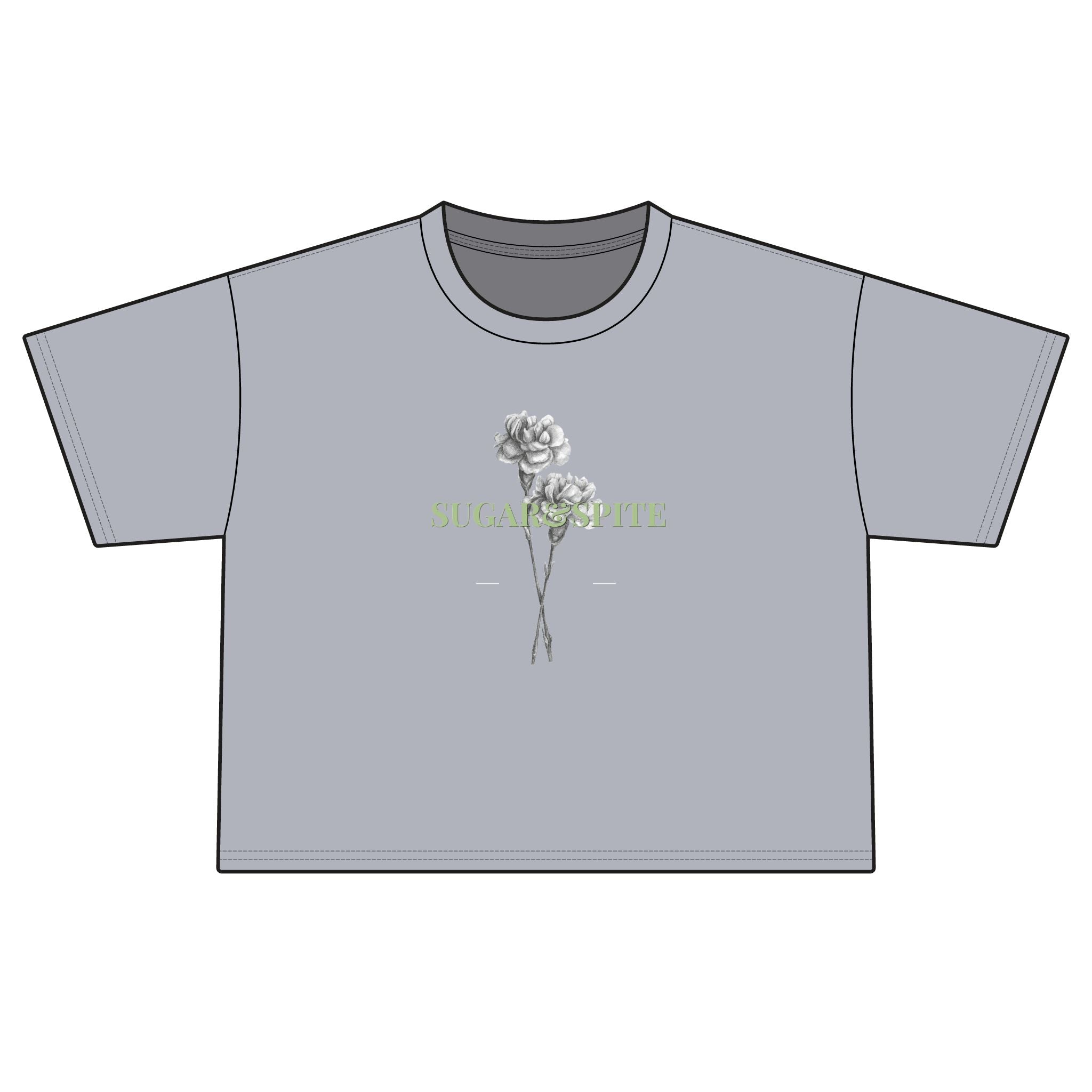 Sugar & Bite Floral Boxy Tee — Women's Cropped Heavyweight T‑Shirt
