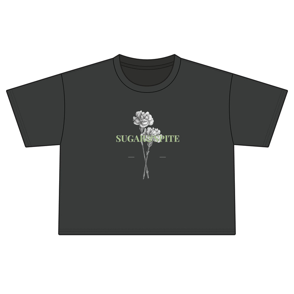 Sugar & Bite Floral Boxy Tee — Women's Cropped Heavyweight T‑Shirt
