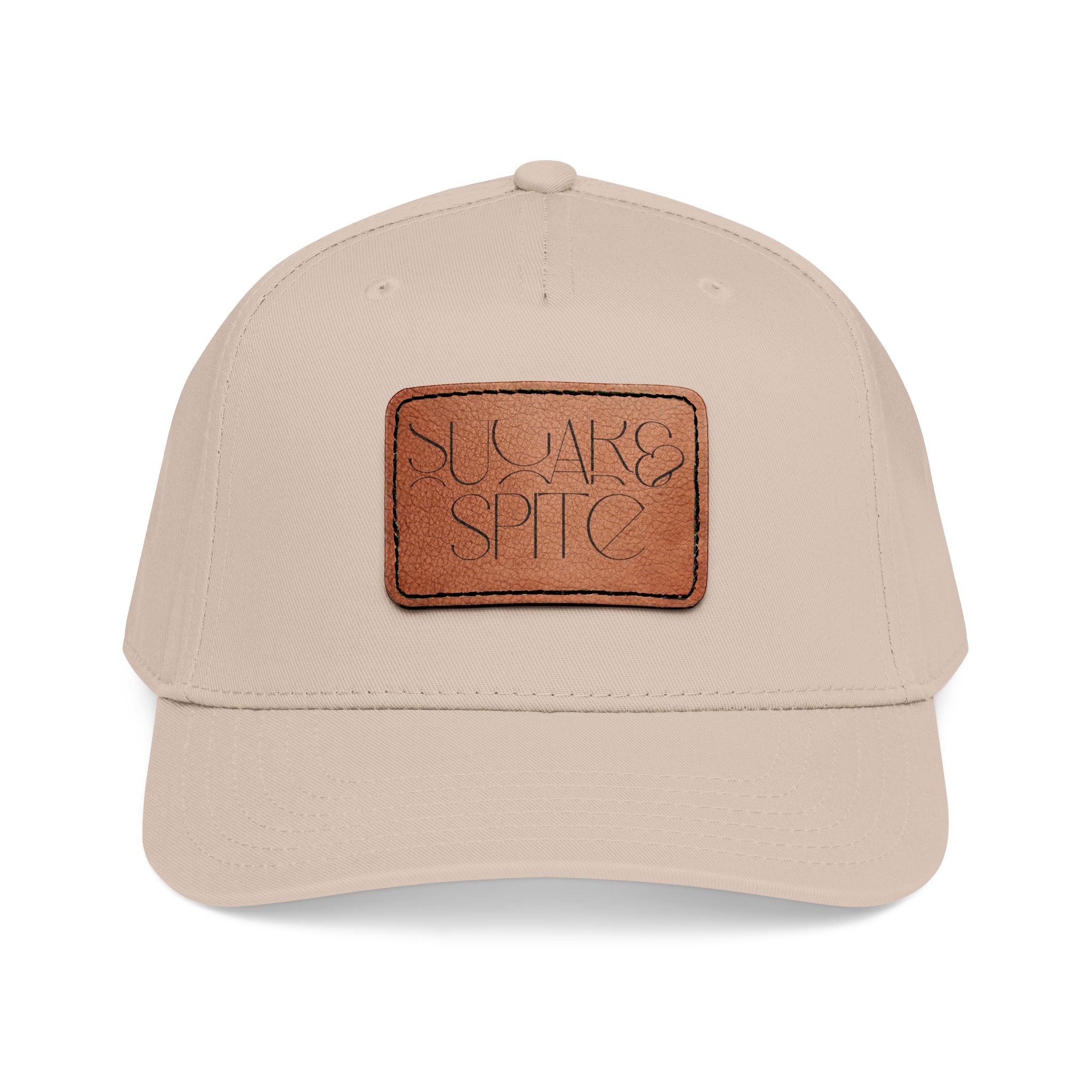 Leather Patch Baseball Cap — 'SUGAR & SPICE' Mid-Profile Hat