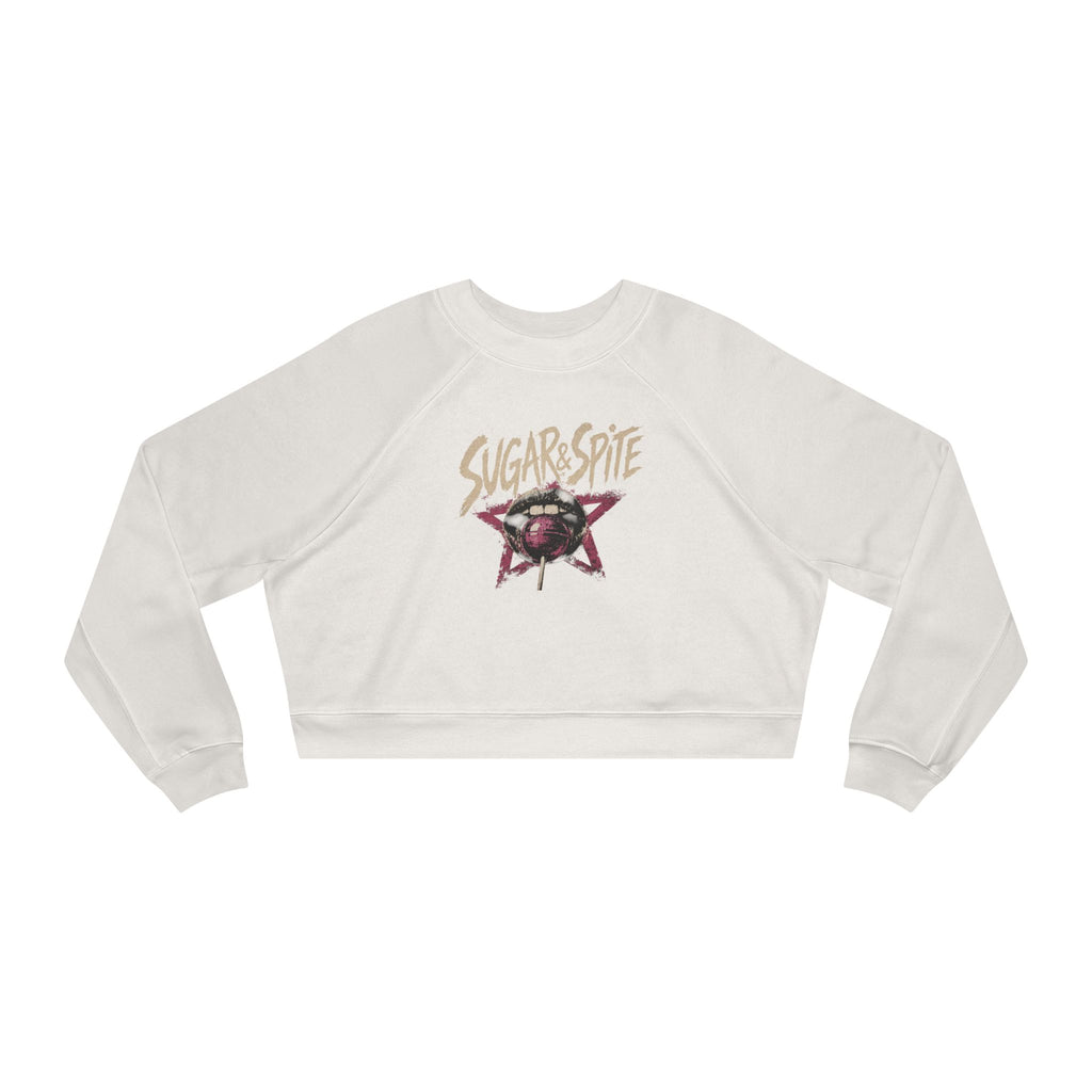 Women's Cropped Sugar&Spite Lips and Star Fleece Pullover