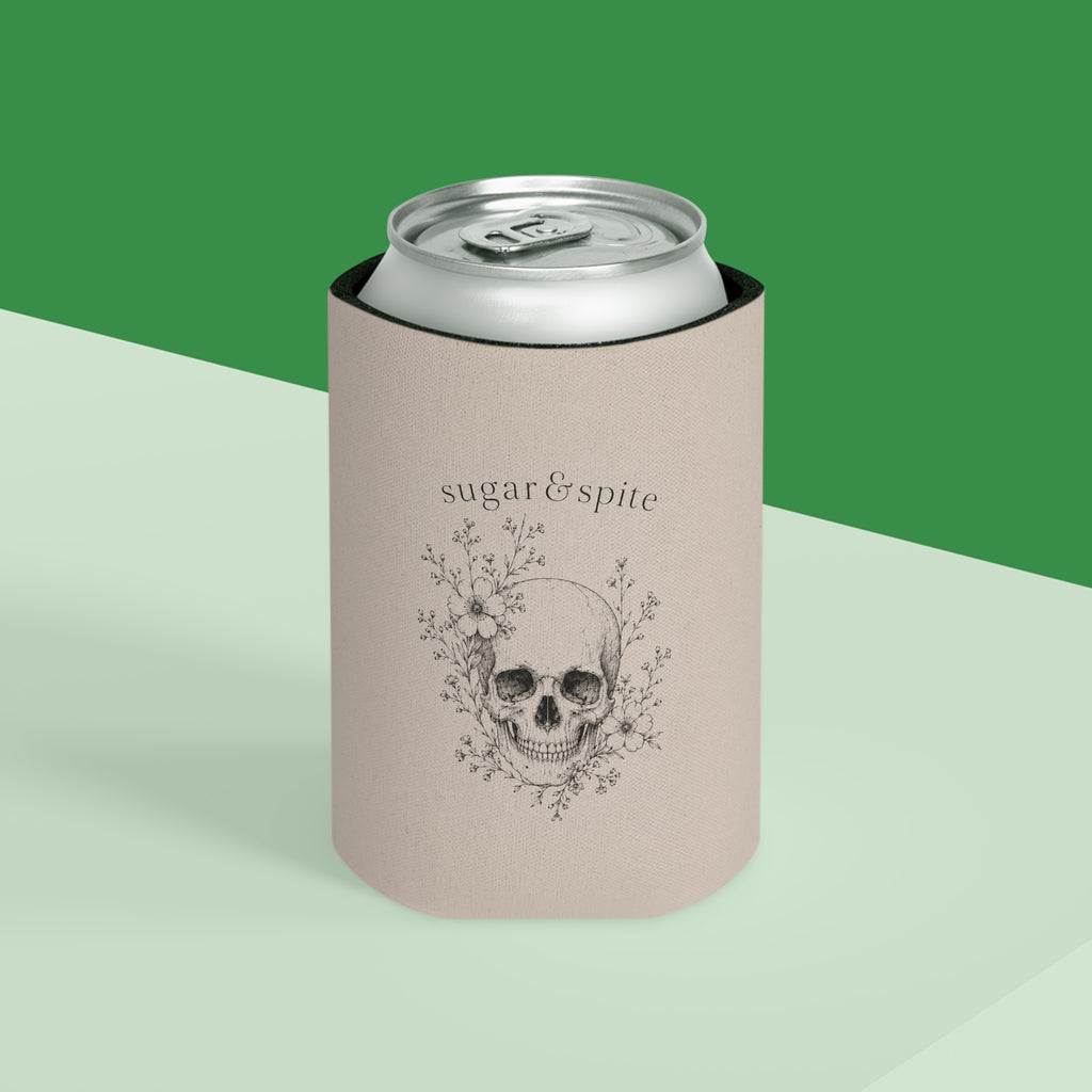 Can Cooler • 'sugar & spite' Floral Skull Drink Koozie