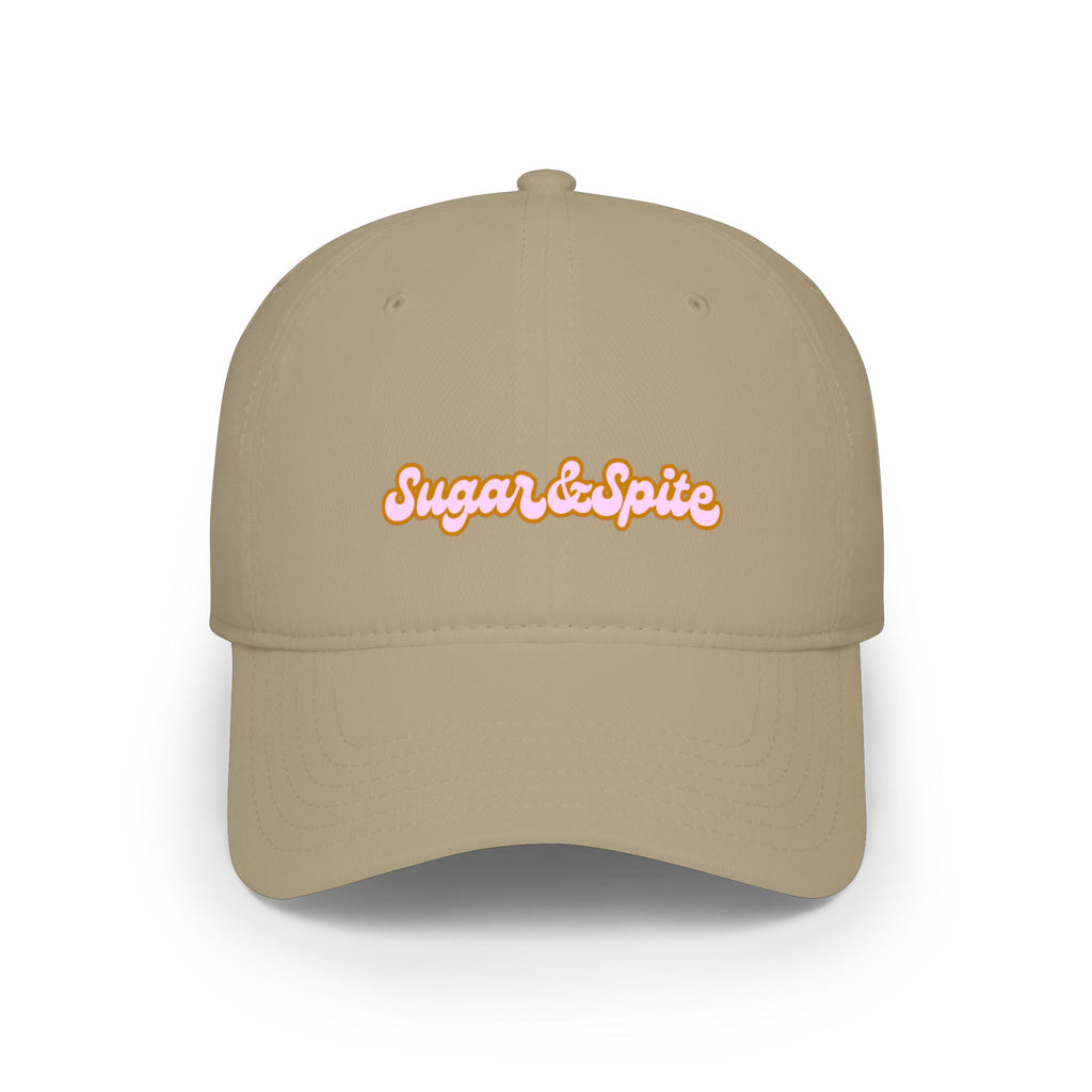 Sugar & Spice Low Profile Baseball Cap — Retro Script Hat for Women, Cute Casual Accessory