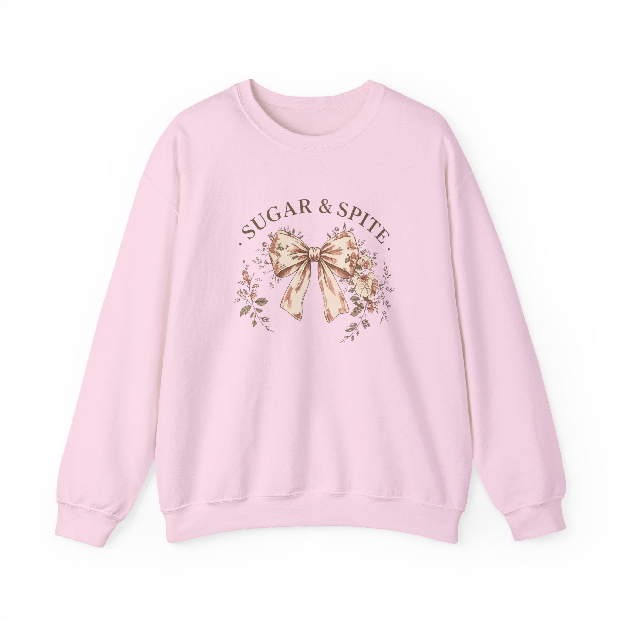 Sugar & Spite Bow Sweatshirt — Vintage Floral Crewneck