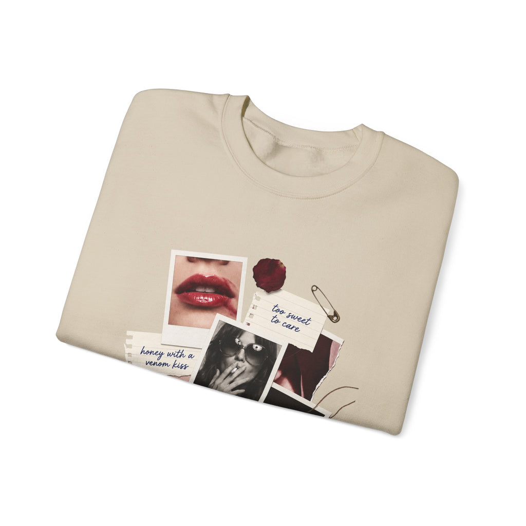 Collage Graphic Crewneck Sweatshirt — 'Sugar & Spice' Retro Photo Mood Crew