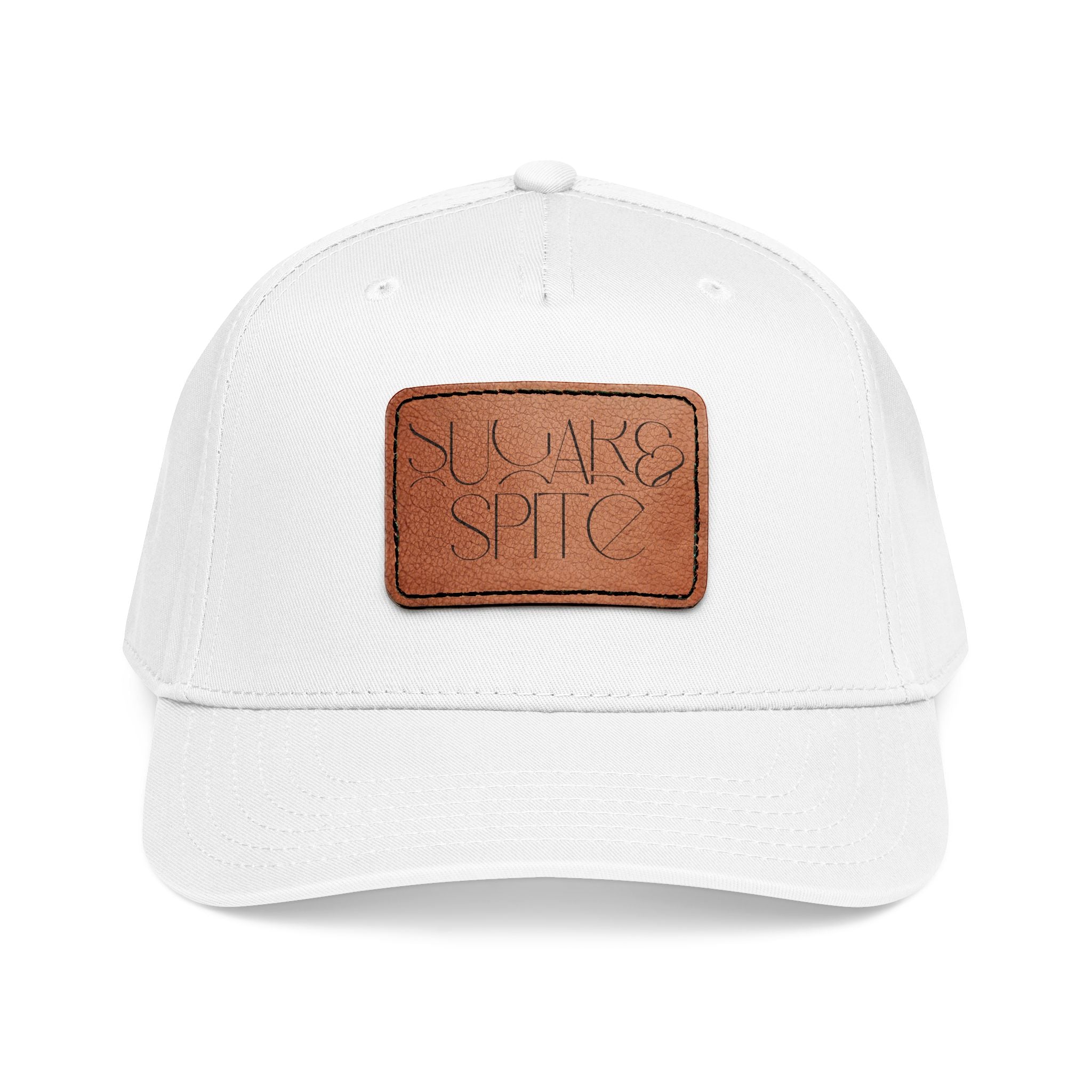 Leather Patch Baseball Cap — 'SUGAR & SPICE' Mid-Profile Hat