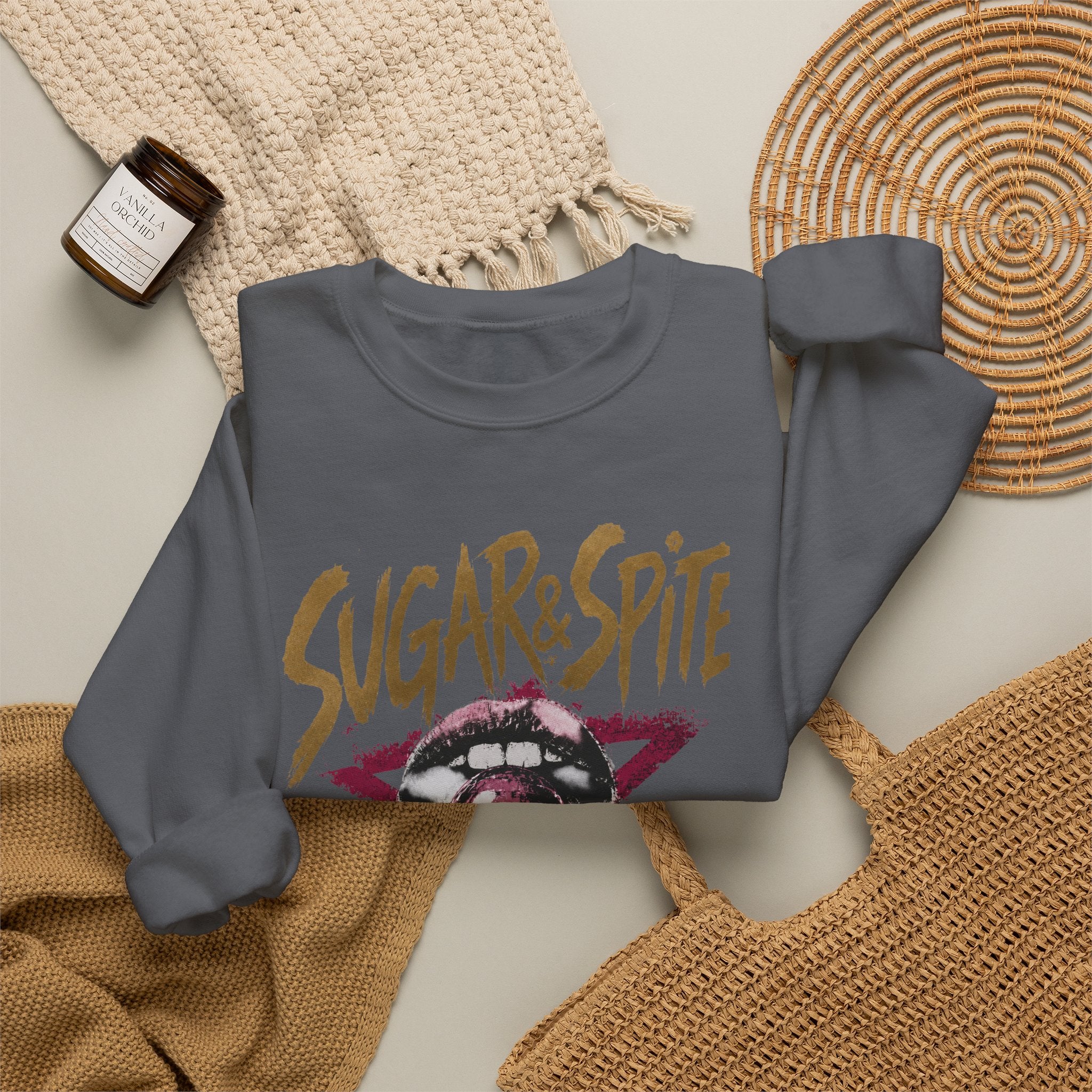 Sugar&Spite Lips and Pop Crewneck Sweatshirt