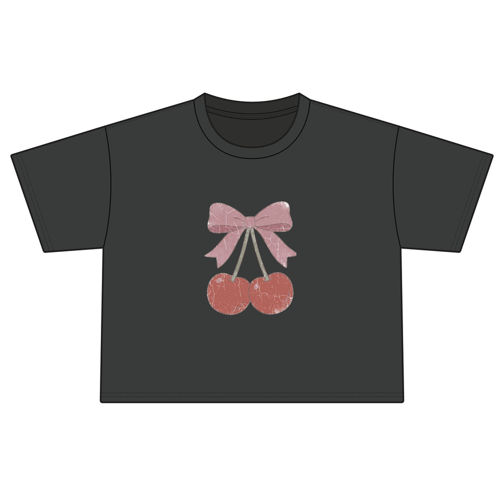 Cherry Bow Boxy Tee — Women's Vintage Cherry Graphic T-Shirt