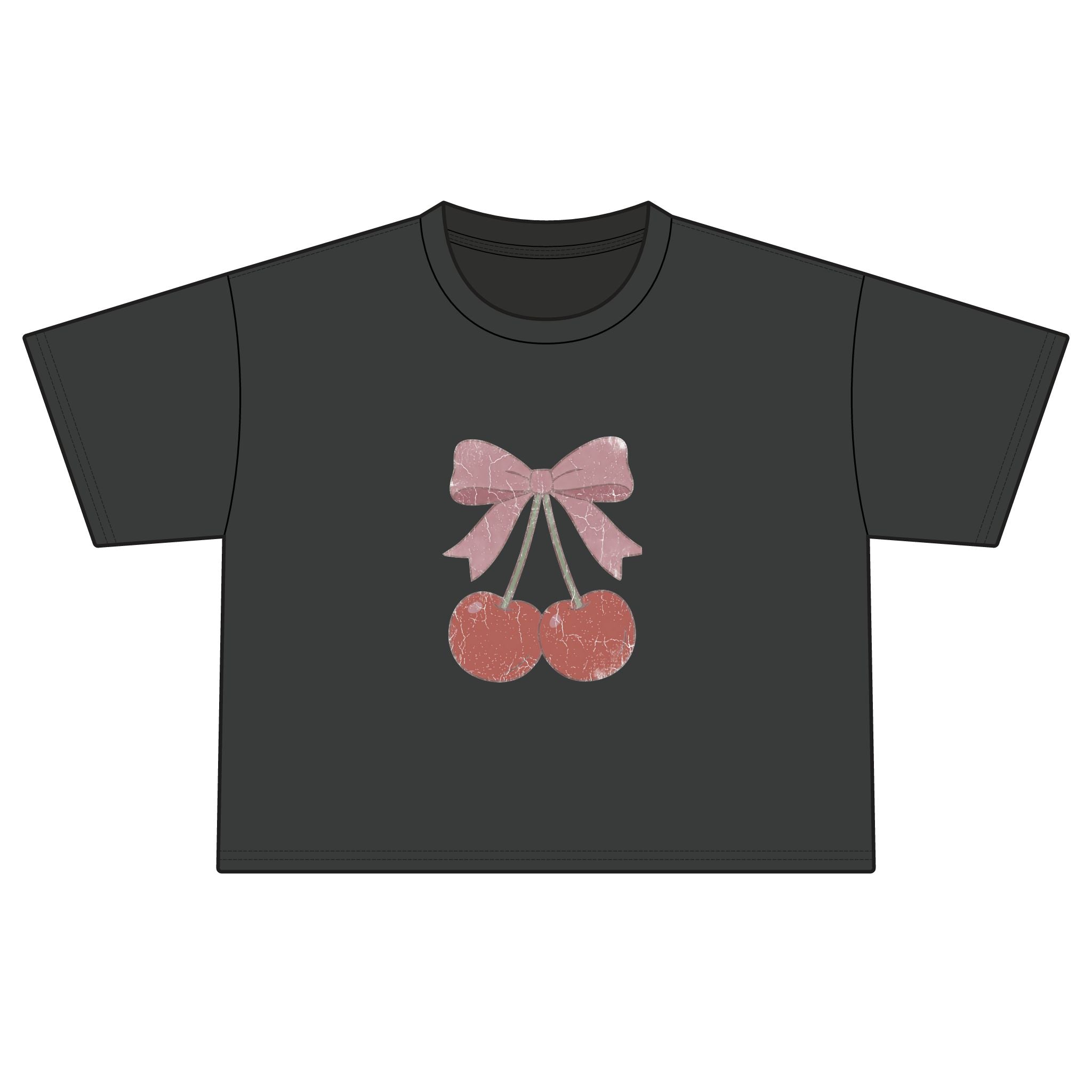 Cherry Bow Boxy Tee — Women's Vintage Cherry Graphic T-Shirt