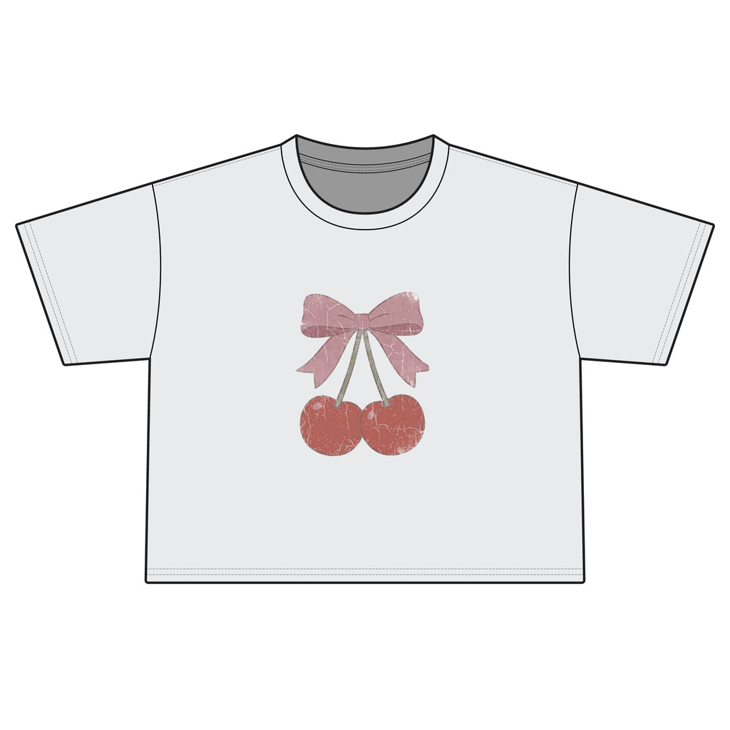 Cherry Bow Boxy Tee — Women's Vintage Cherry Graphic T-Shirt