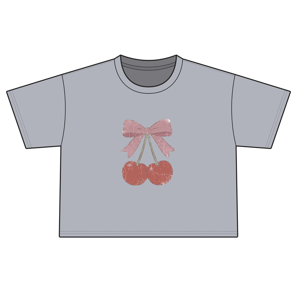 Cherry Bow Boxy Tee — Women's Vintage Cherry Graphic T-Shirt