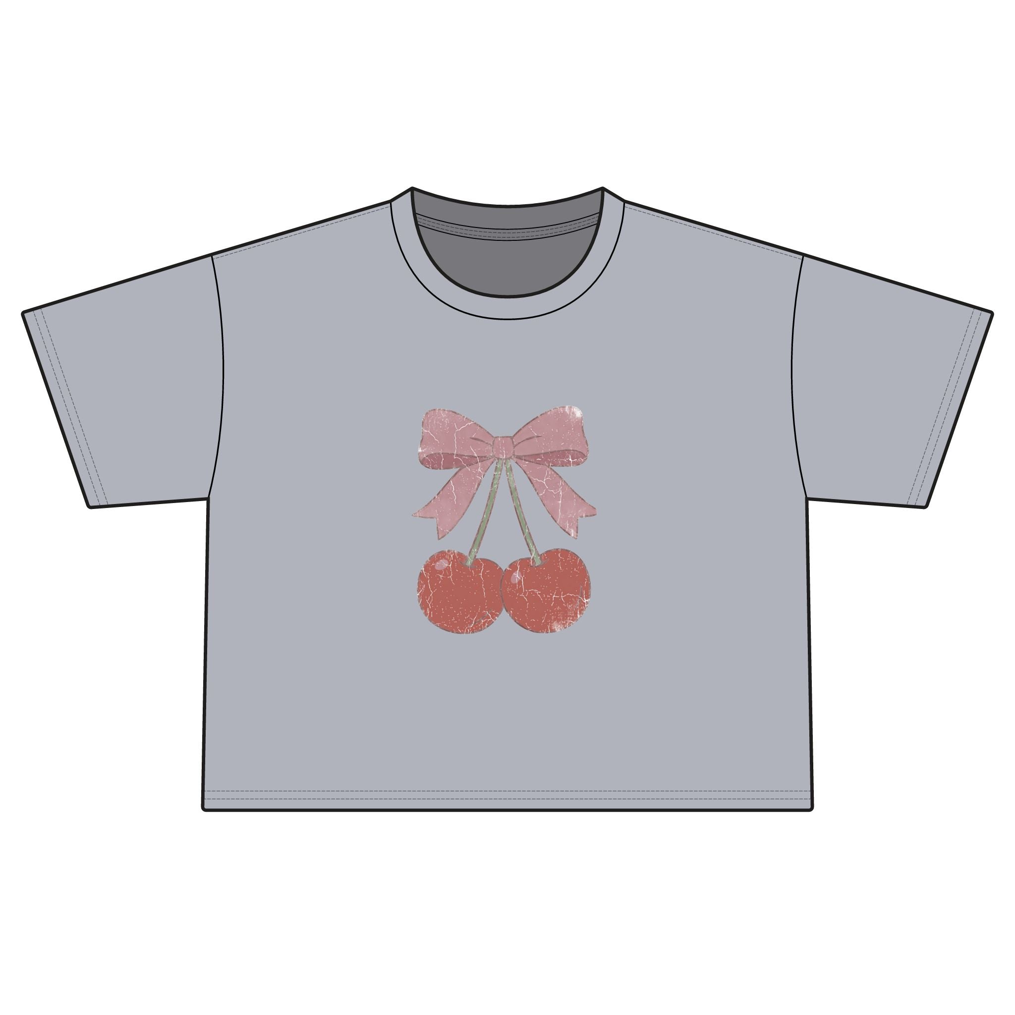 Cherry Bow Boxy Tee — Women's Vintage Cherry Graphic T-Shirt