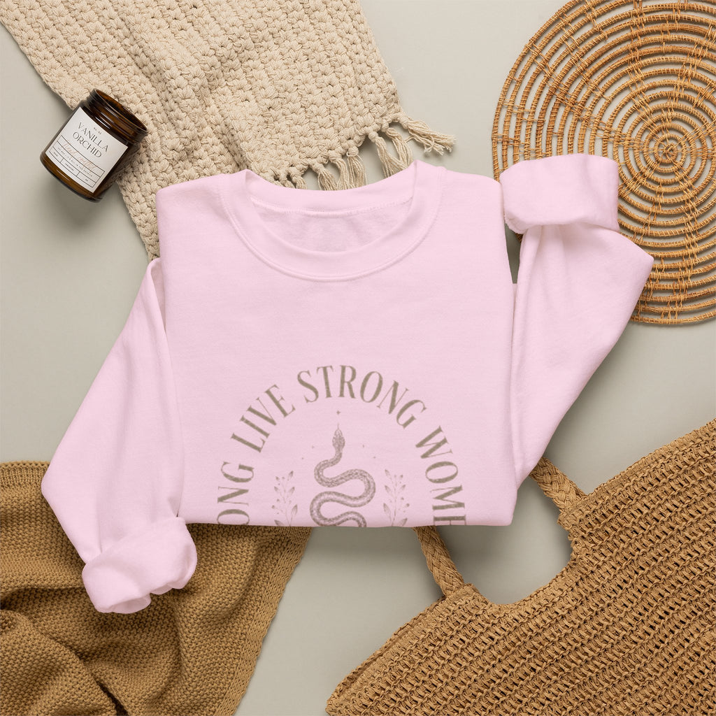Long Live Strong Women Crewneck Sweatshirt — 'Sugar & Spite' Feminist Graphic Sweatshirt