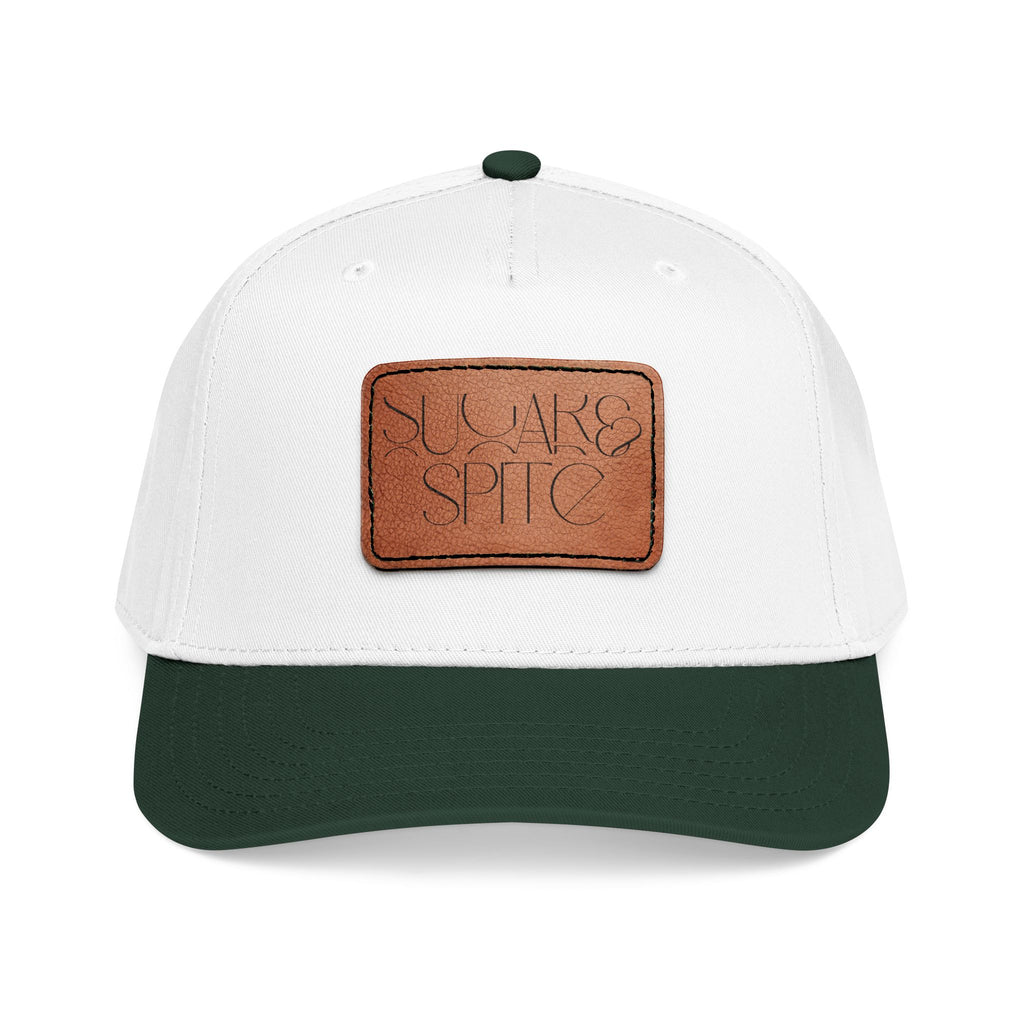 Leather Patch Baseball Cap — 'SUGAR & SPICE' Mid-Profile Hat