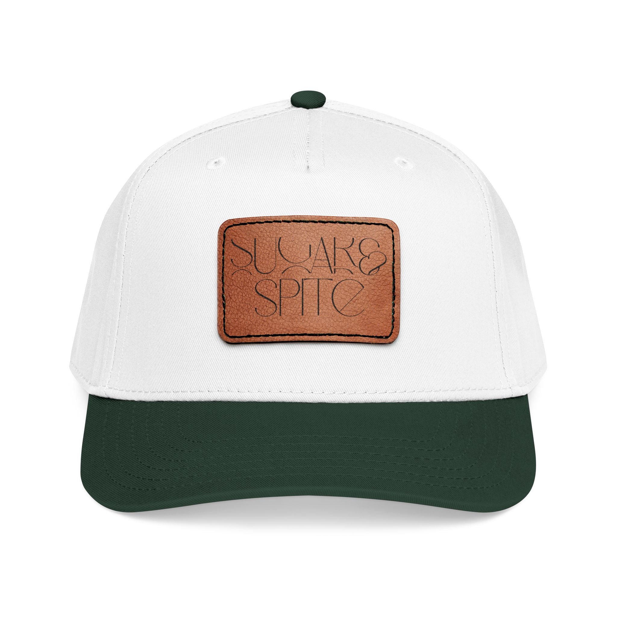 Leather Patch Baseball Cap — 'SUGAR & SPICE' Mid-Profile Hat