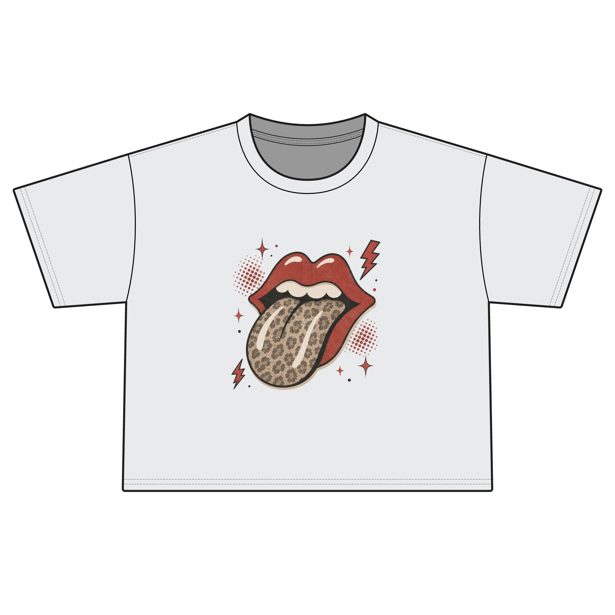 Leopard Tongue Graphic Tee | Boxy Crop T-Shirt
