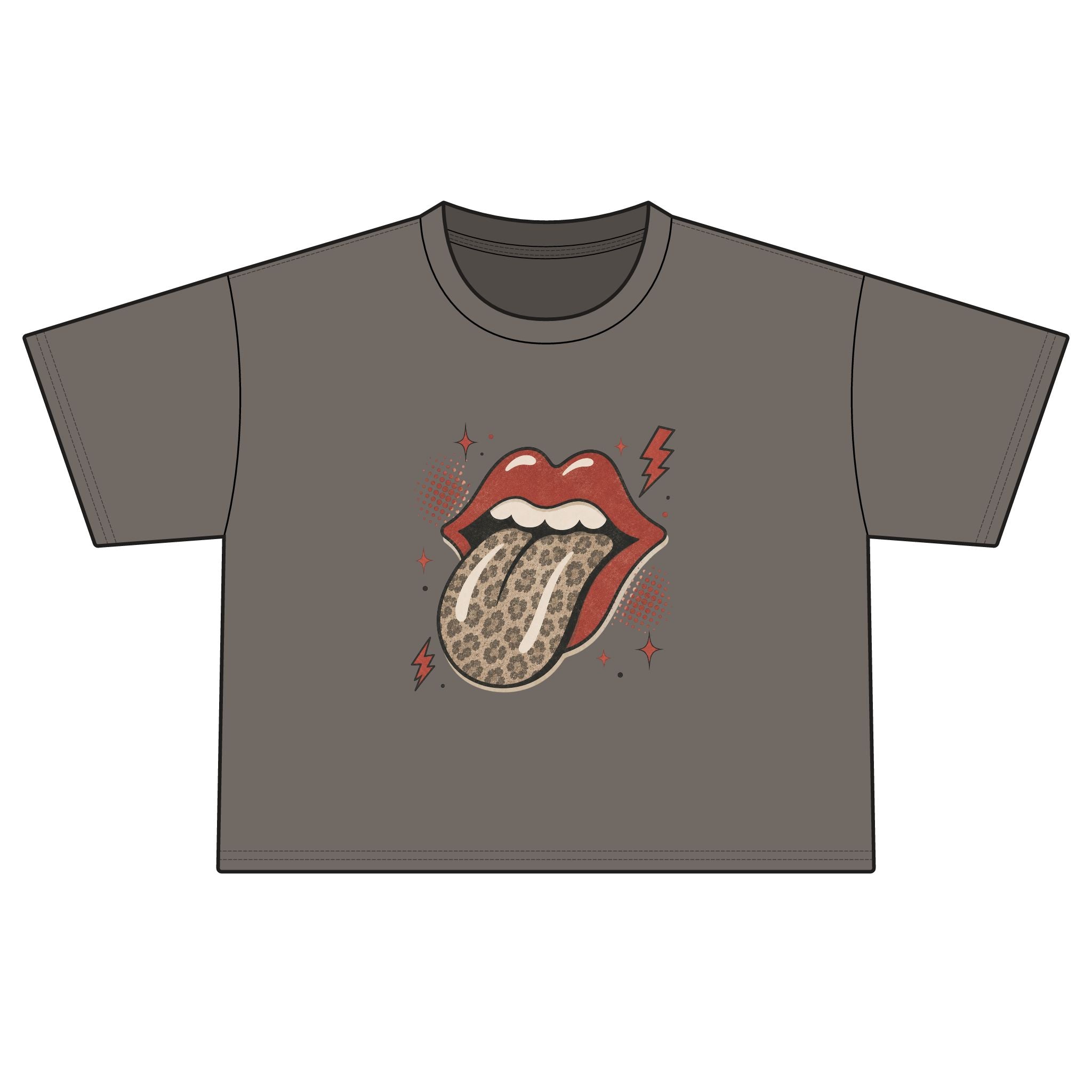 Leopard Tongue Graphic Tee | Boxy Crop T-Shirt