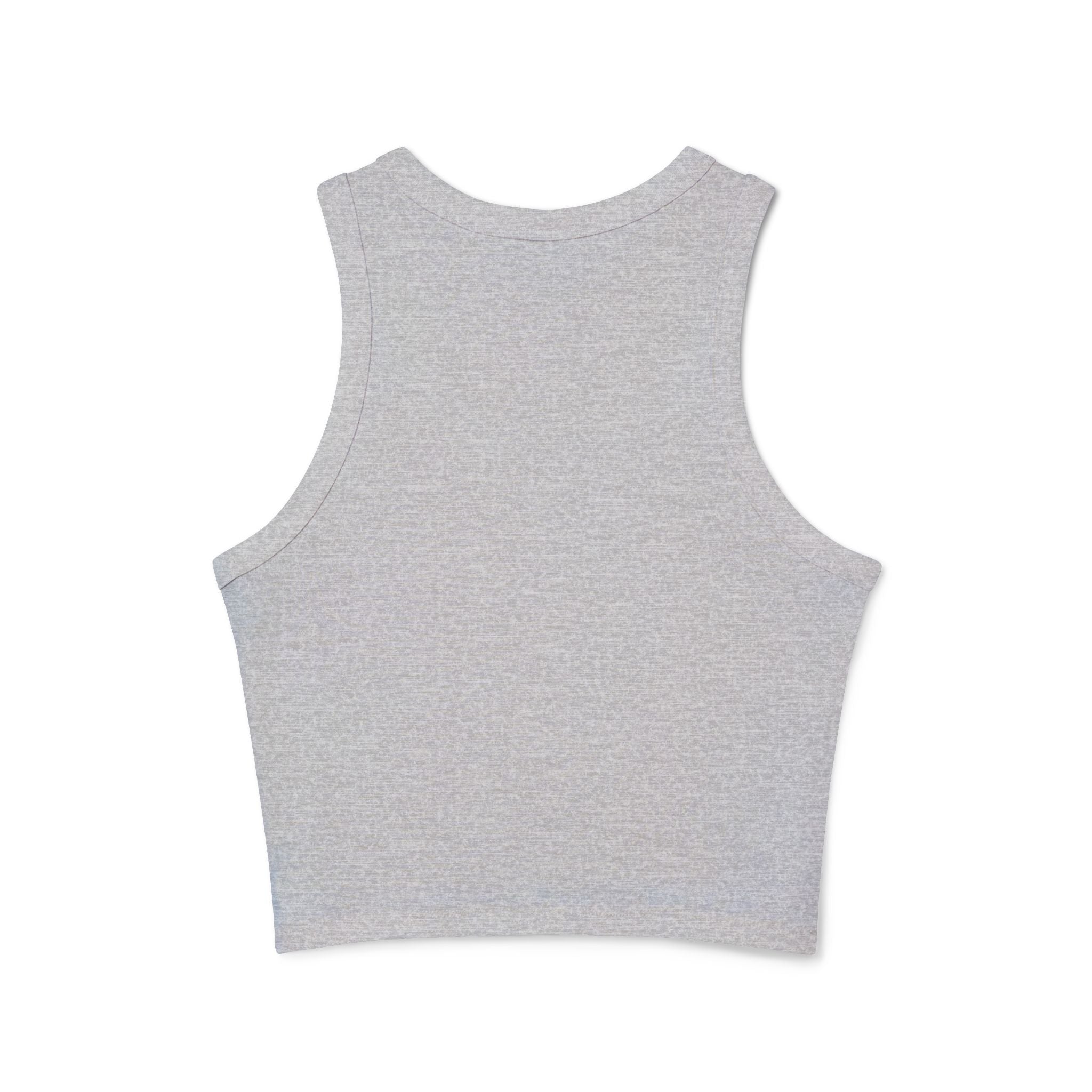 Athletic Club Micro Rib Racer Tank Top — Women's Gym Crop with Barbell Logo