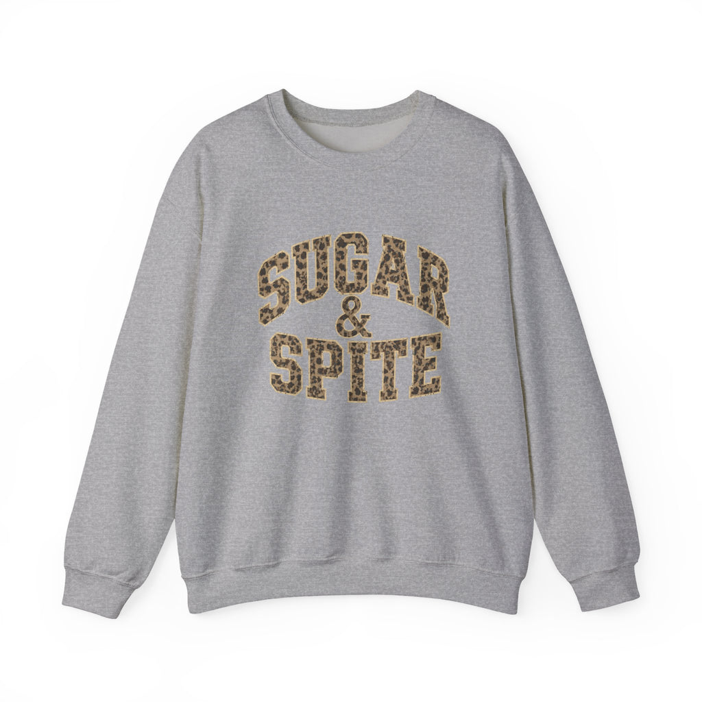 Sugar & Spite Leopard Varsity Logo Crewneck Sweatshirt