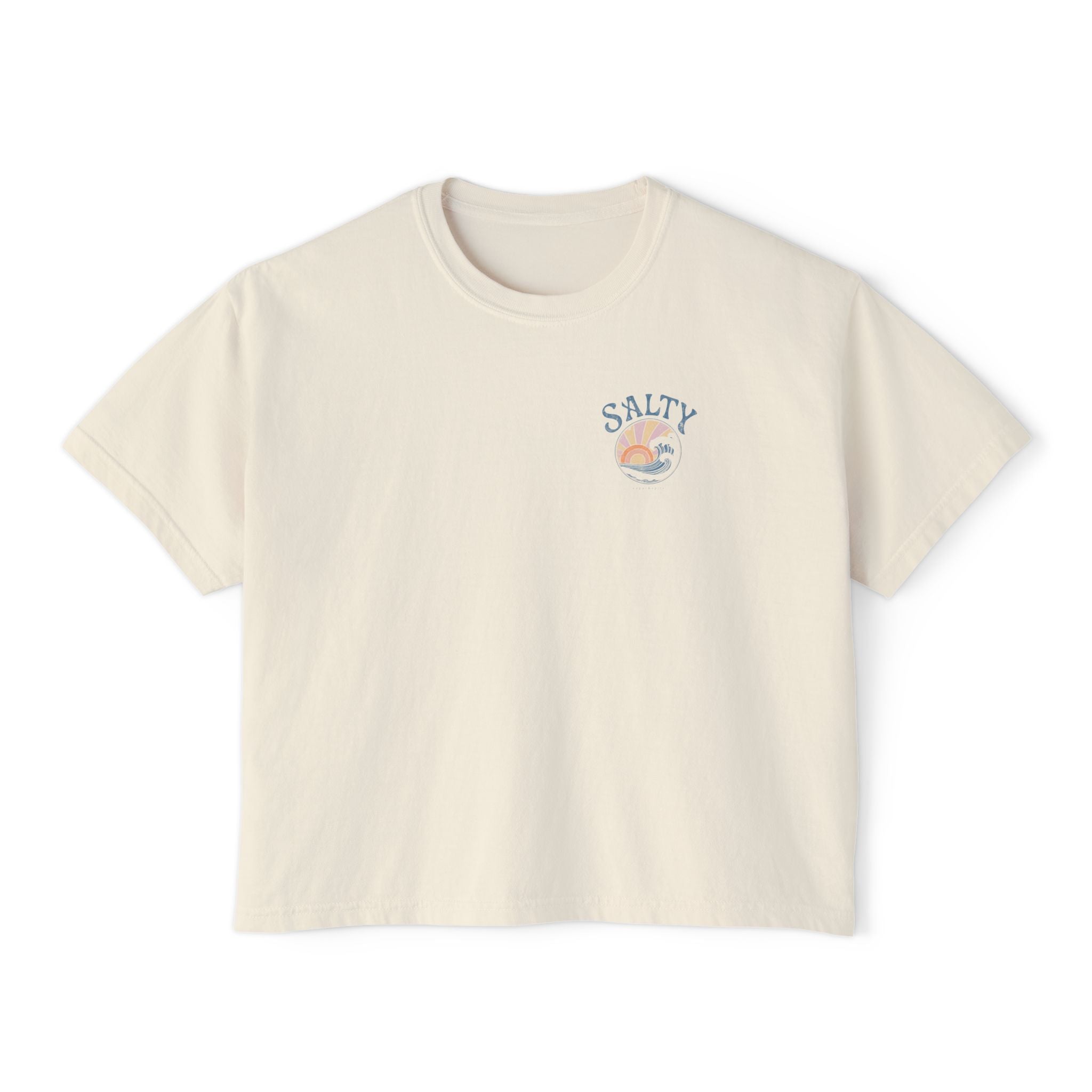 Salty Sunset Boxy Tee — Women's Beachy Graphic
