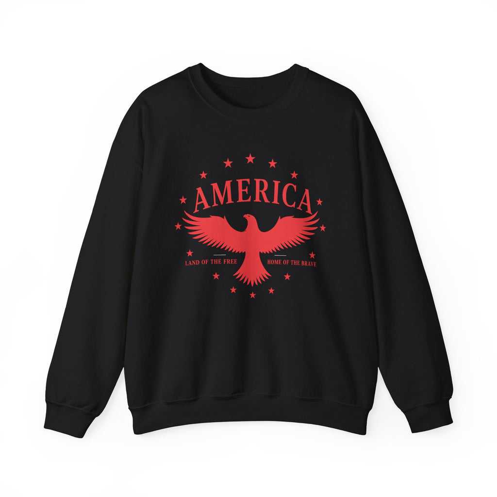 America Eagle Crewneck Sweatshirt – Patriotic Red Graphic